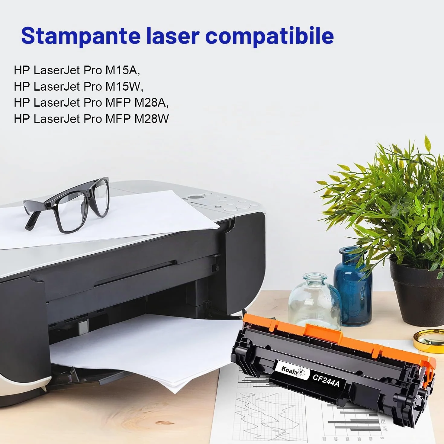 Koala Compatibili Cartuccia Toner Sostituzione per HP 44A CF244A Multipack per HP LaserJet Pro MFP M28a M28w M28 M15a M15w M15 Stampante (Nero, Pacco din 2)