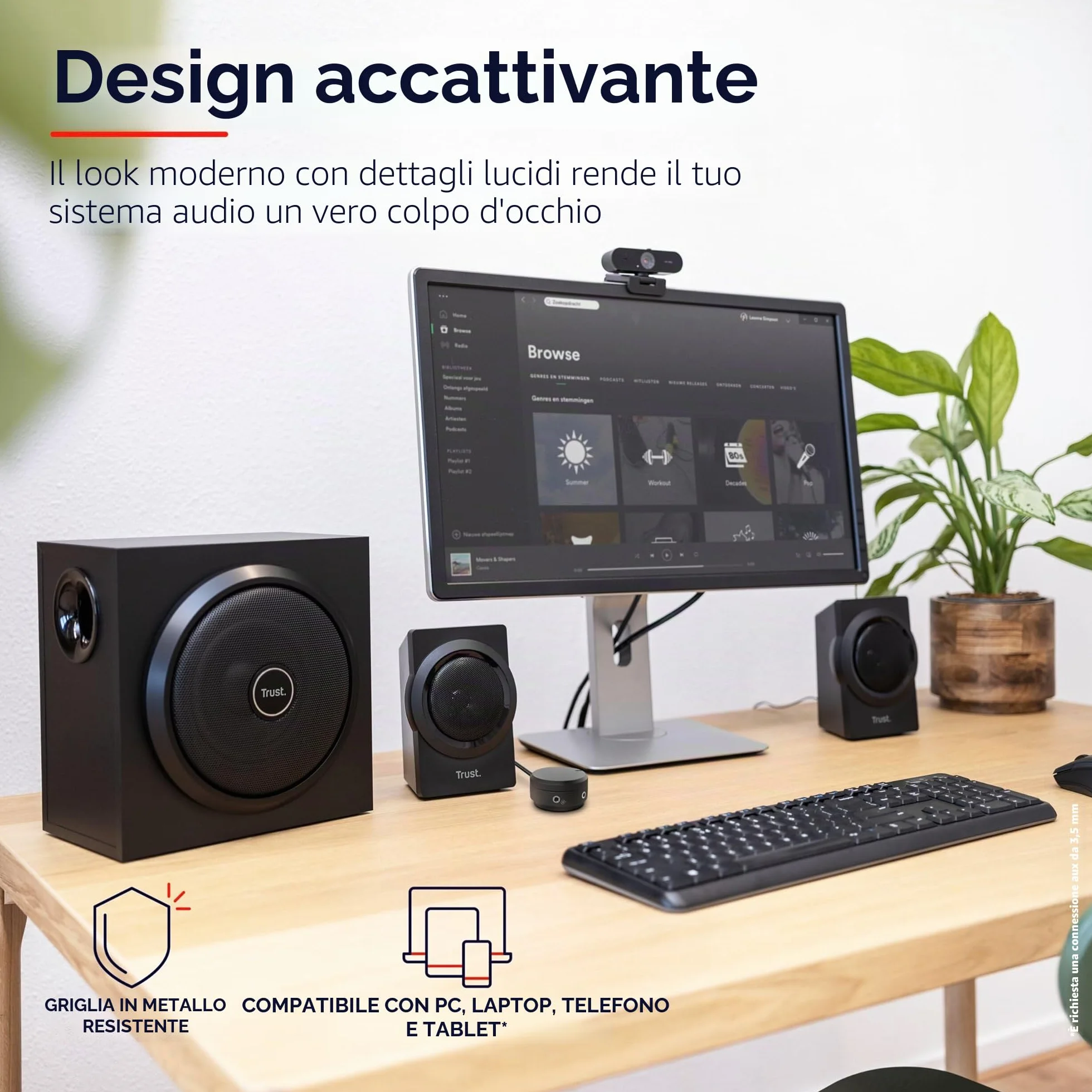 Trust Yuri Set 2.1 Subwoofer Casse PC 120 W Legno Driver 5.25 Pollice