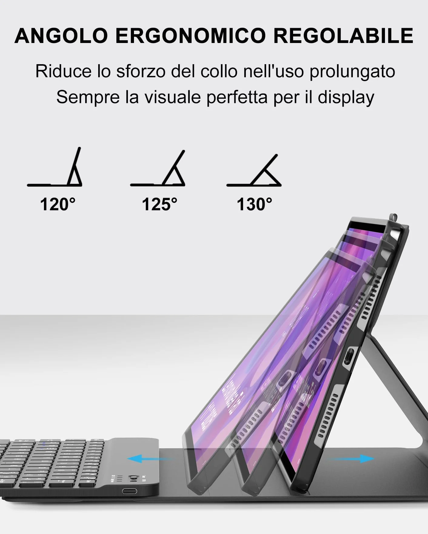 Custodia con Tastiera per Lenovo Idea Tab 11 (2025), Tab M11 (2024) & Motorola Moto Pad (2026), Layout Italiano, Senza Retroilluminazione, Senza Touchpad, Bluetooth 5.0, Nero