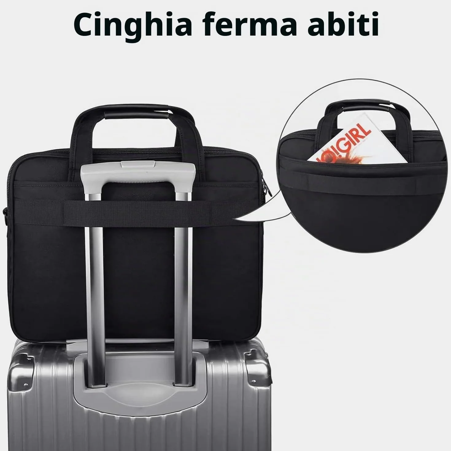 MATEIN Borsa Porta PC 17 Pollici, Borsa Lavoro Uomo Donna per Documenti, Tasca Antifurto e Tracolla Rimovibile, Multitasche con Fascia per Trolley, Custodia Notebook per Ufficio, Università e Viaggio