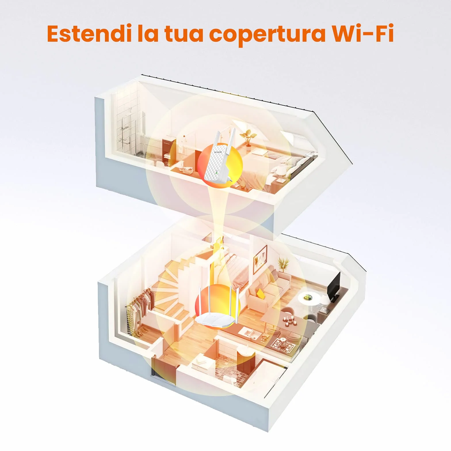 Tenda A9 Ripetitore WiFi Extender e Access Point, Velocità Single Band 300Mbps, Compatibile con i principali router, Installazione facile, Bianco