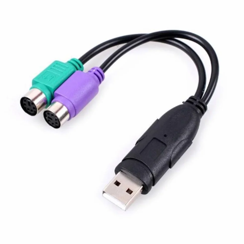 Adattatore da USB a PS/2, convertitore da PS/2 a USB, adattatore mouse per tastiera per PC, laptop, supporta commutazione KVM, Plug and Play, cavo da 15 cm, nero
