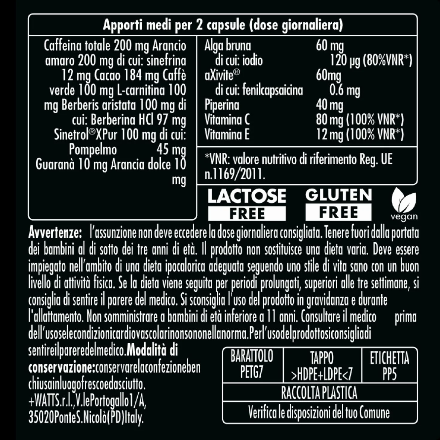 Integratore alimentare termogenico bruciagrassi Sinetrol®XPur aXivite® caffeina L-carnitina berberina