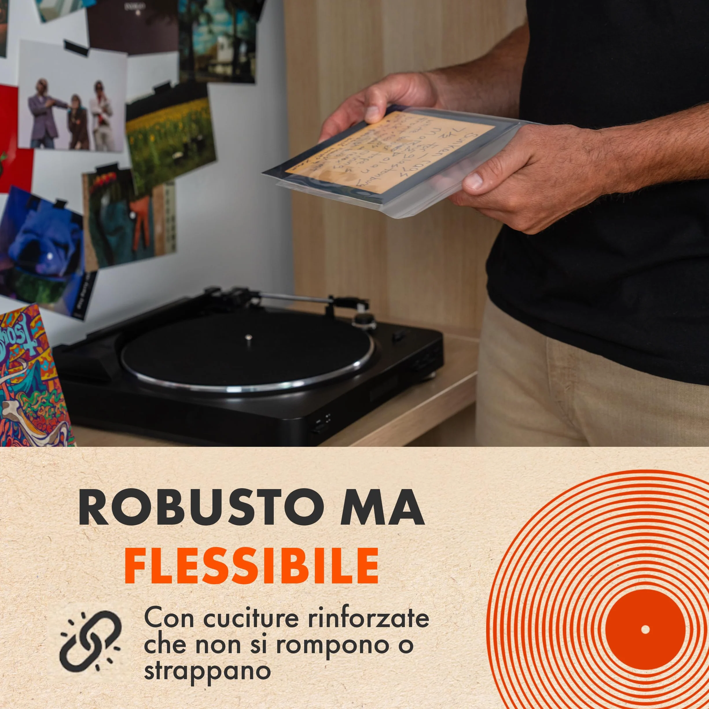 Spincare 50x 7 pollici buste vinili 45 giri esterne protezione UV | Density buste protettive vinili in polietilene resistenti qualità archivio per dischi 7”