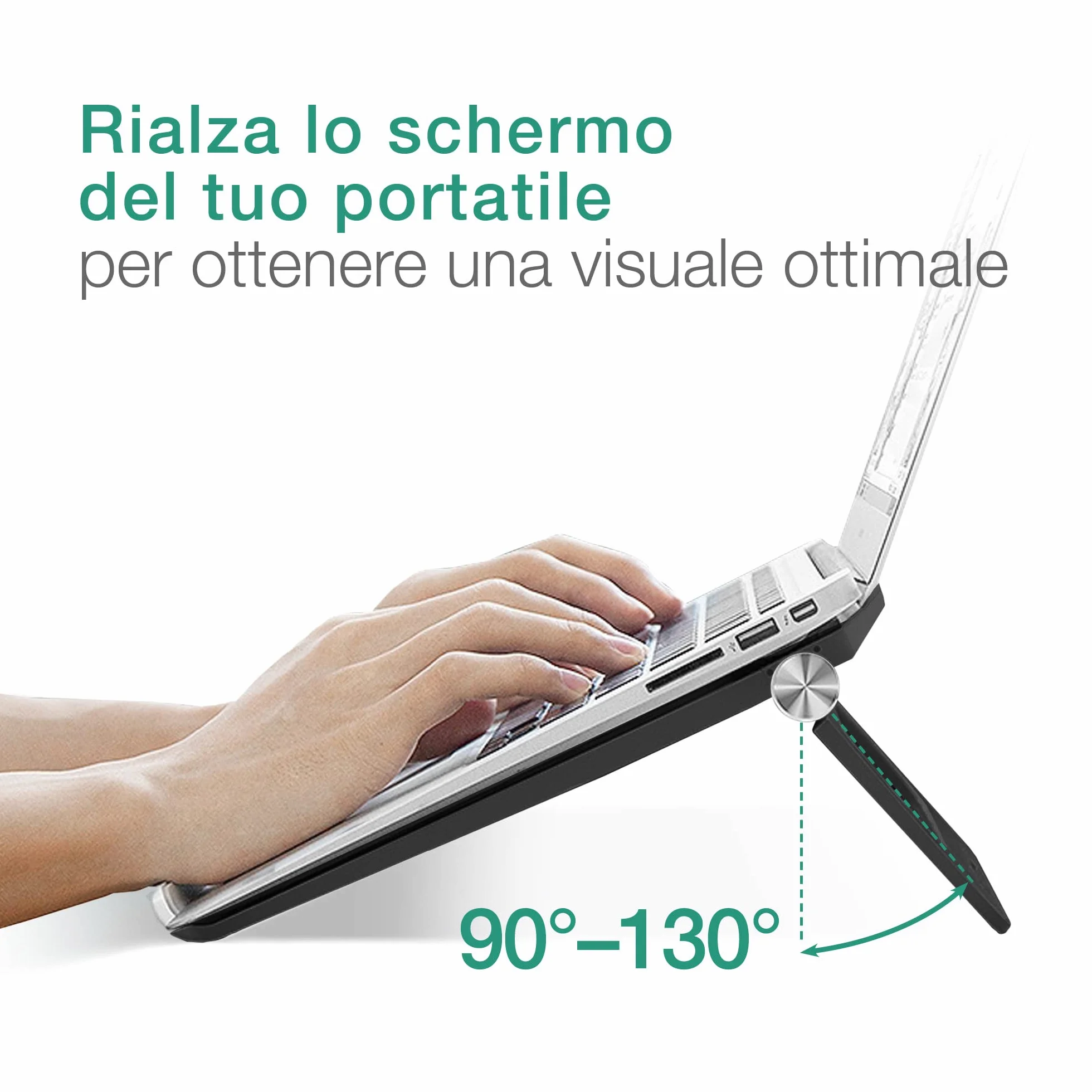 CELLONIC Universale supporto pc portatile, nero laptop stand, rialzo notebook con funzione di aerazione e sostegno, postura più comoda – per portatili da 13” ai 17,3"