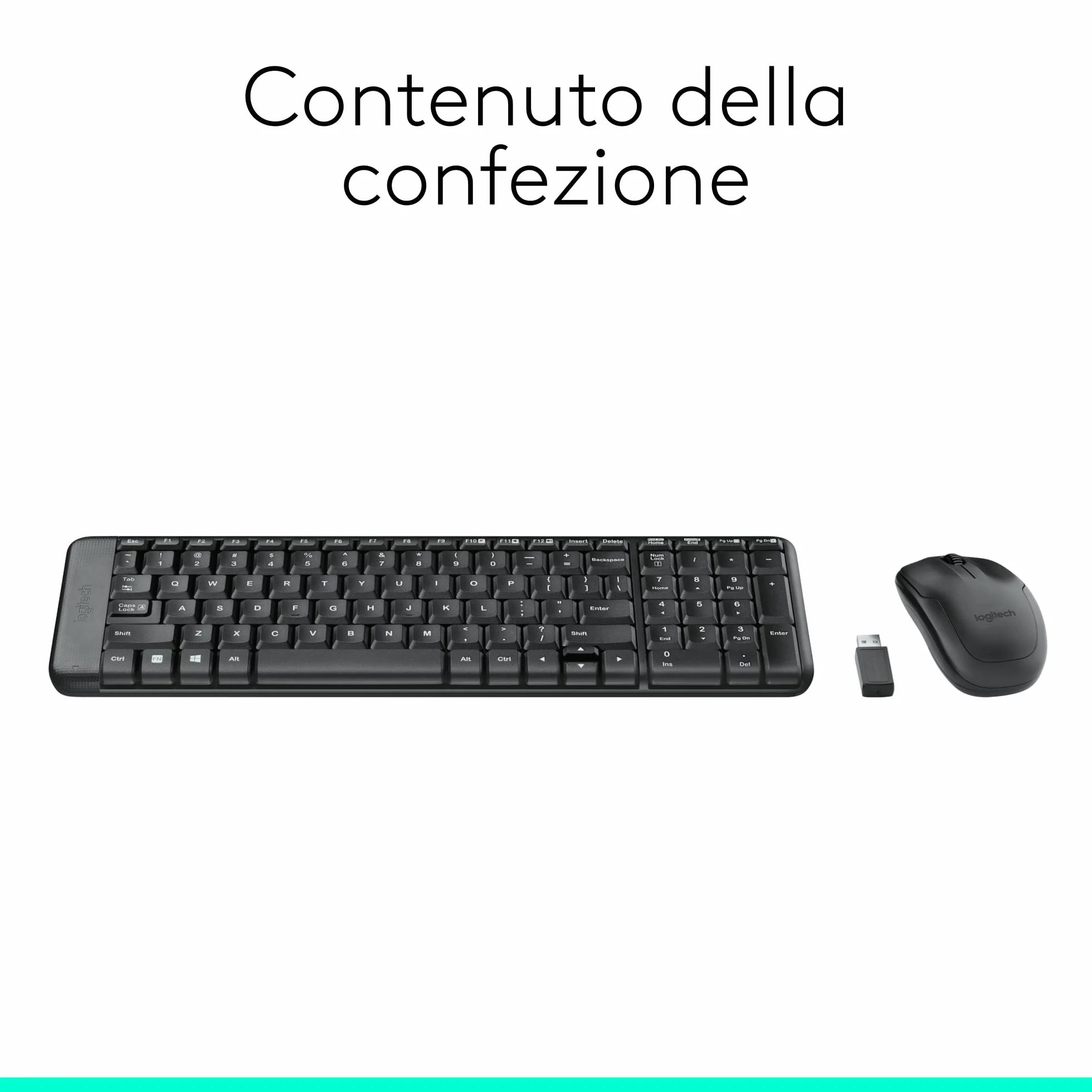 Logitech MK220 Combo Tastiera e Mouse Wireless Compatti per Windows, 2,4 GHz Wireless con Ricevitore USB Unifying, Durata Batteria di 24 Mesi, Compatibile con PC, Laptop, Layout Italiano QWERTY - Nero