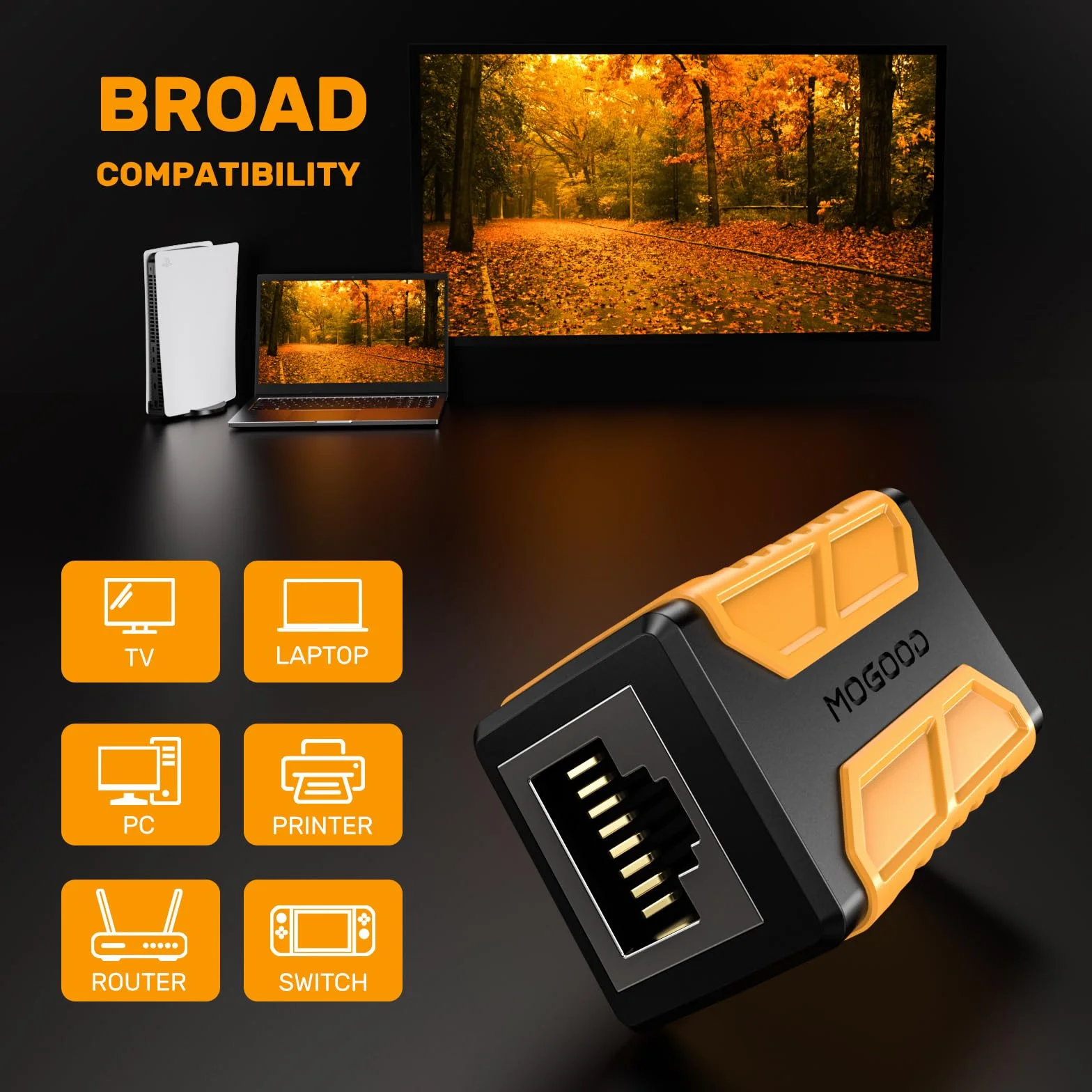 MOGOOD Accoppiatore RJ45 1 Pezzi, Accoppiatore Internet 10Gbps, Adattatore di Estensione del Cavo Ethernet, Connettore Ethernet da Femmina a Femmina Compatibile con Cat7, Cat6, Cat5e, Cat5