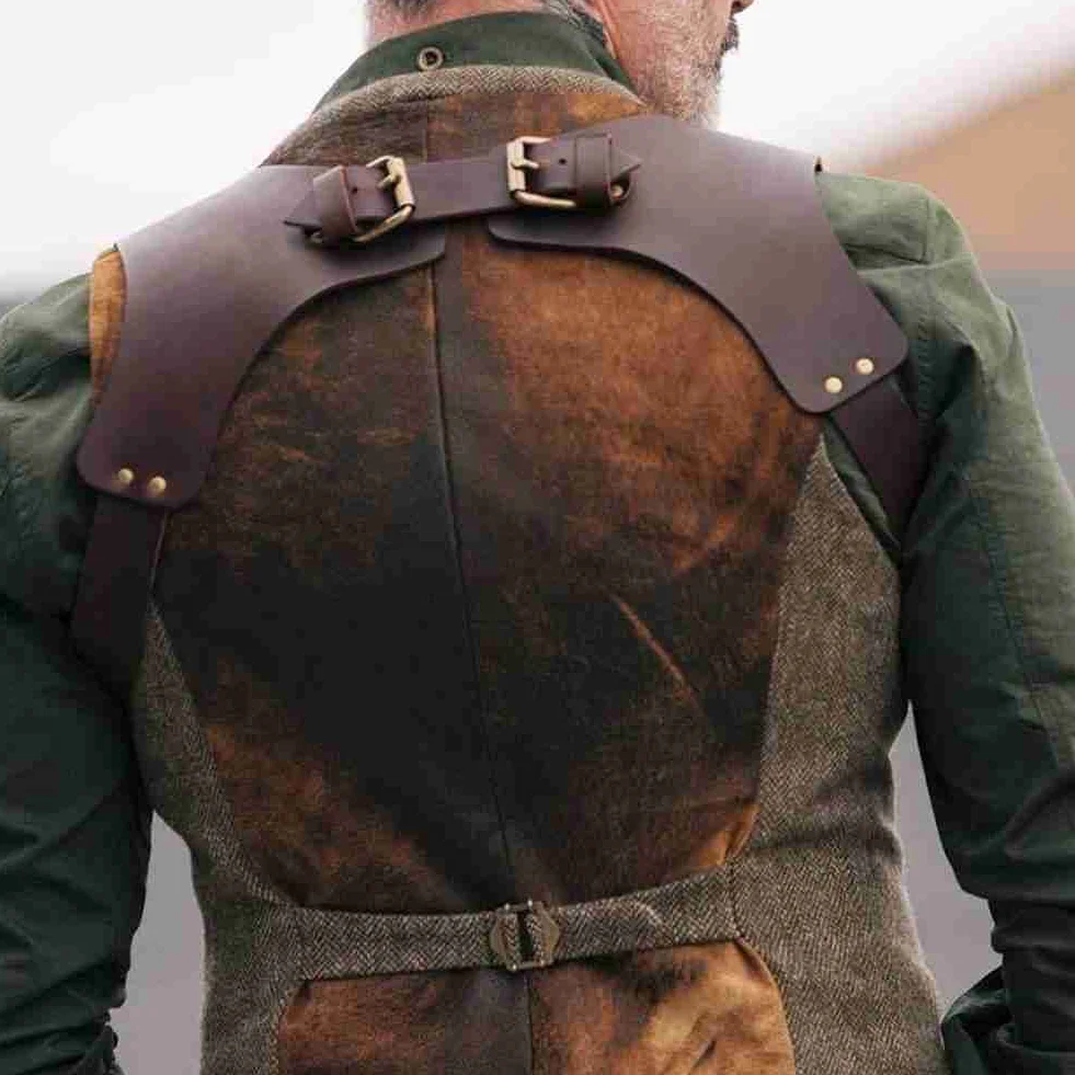 HARR Bretelle in pelle PU per uomo Vintage Punk Imbracatura pantaloni costumi