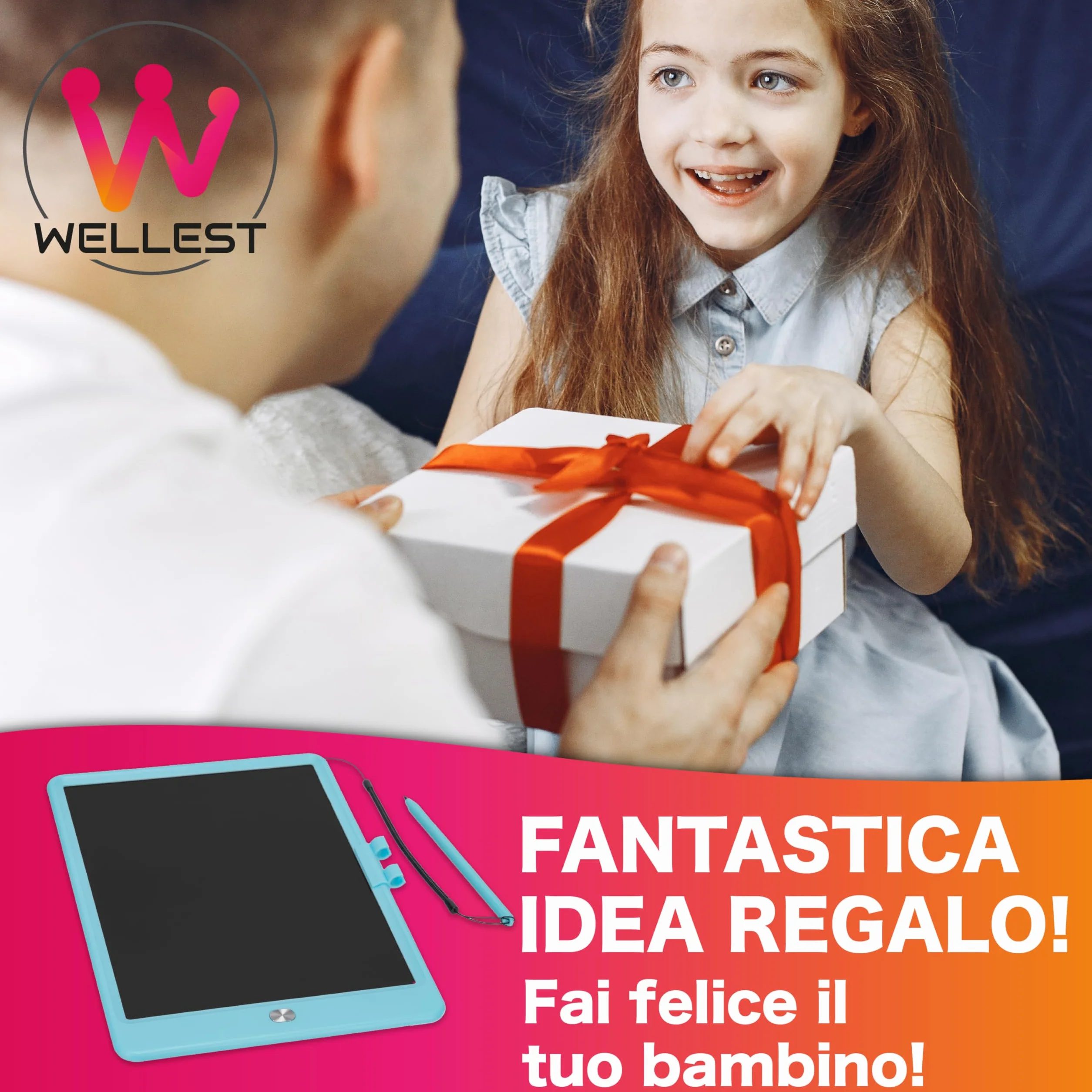 Tavoletta Grafica LCD 10 Pollici per Bambini con Penna e Gancio Portapenna