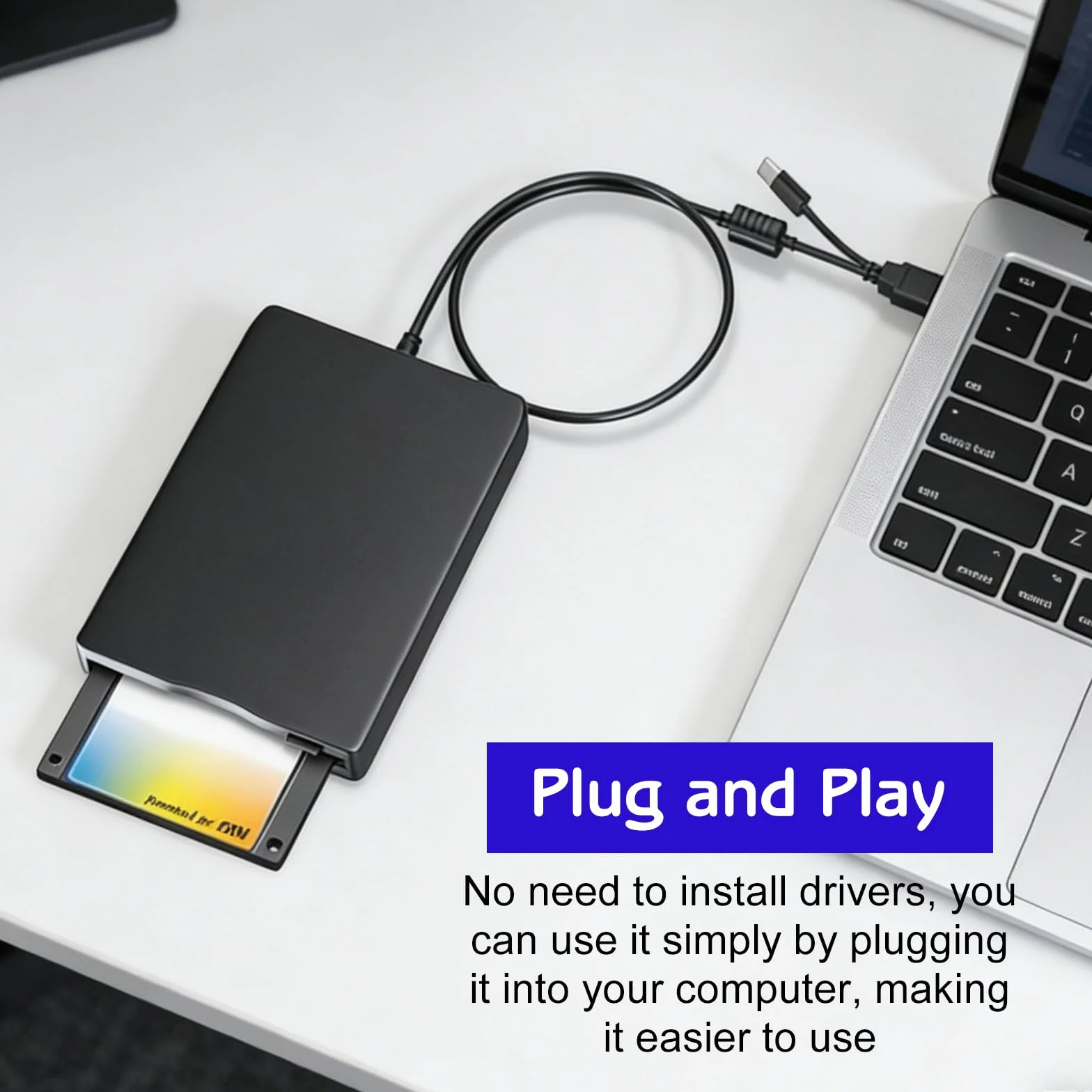 GBKDQQ Unità floppy esterna USB portatile FDD 1,44 MB 3,5 pollici: Slimline Floppy Disk Drive Lettore di schede esterno Accessori per computer Esterno Rimovibile Compatibile con PC e MAC, Plug and