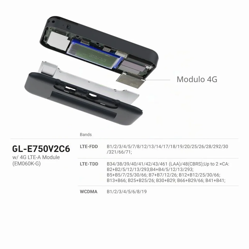 GL.iNet GL-E750V2 MUDI Hotspot Wi-Fi 4G LTE portatile 7000mAh OpenWrt versione globale