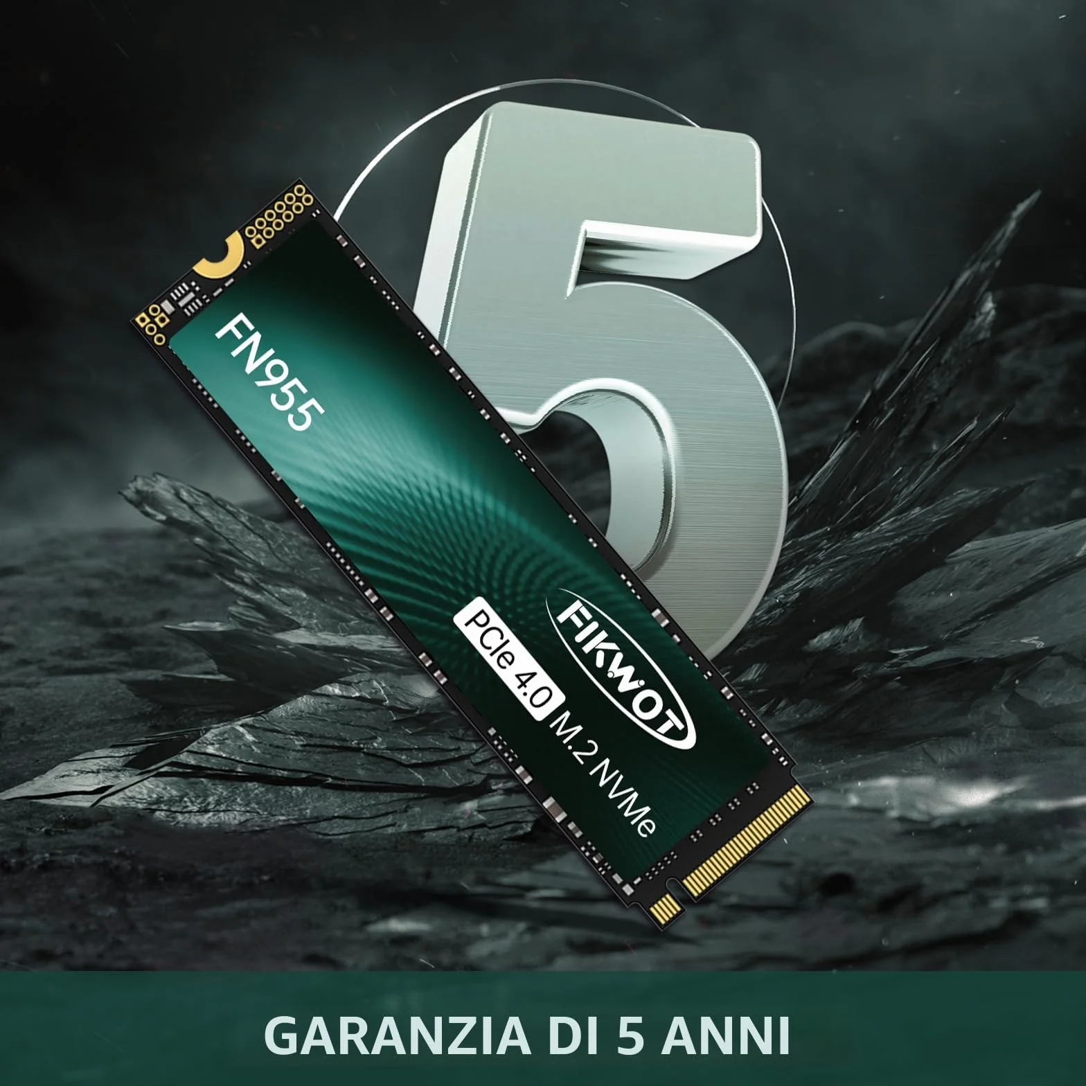 Fikwot FN955 1TB M.2 PCIe Gen4 Unità interna a stato solido da con adesivo di raffreddamento in grafene - Fino a 7350MB/s, Cache SLC dinamica, Compatibile con Laptop e PC Desktop