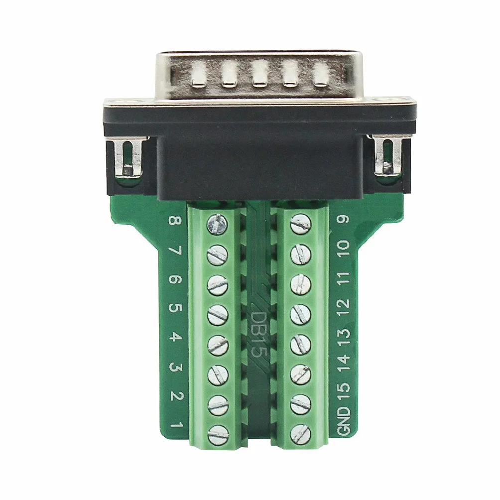 DB15 Breakout Adattatore porta 15 pin a terminale Modulo di segnale con alloggiamento (connettore maschio, vite con custodia)