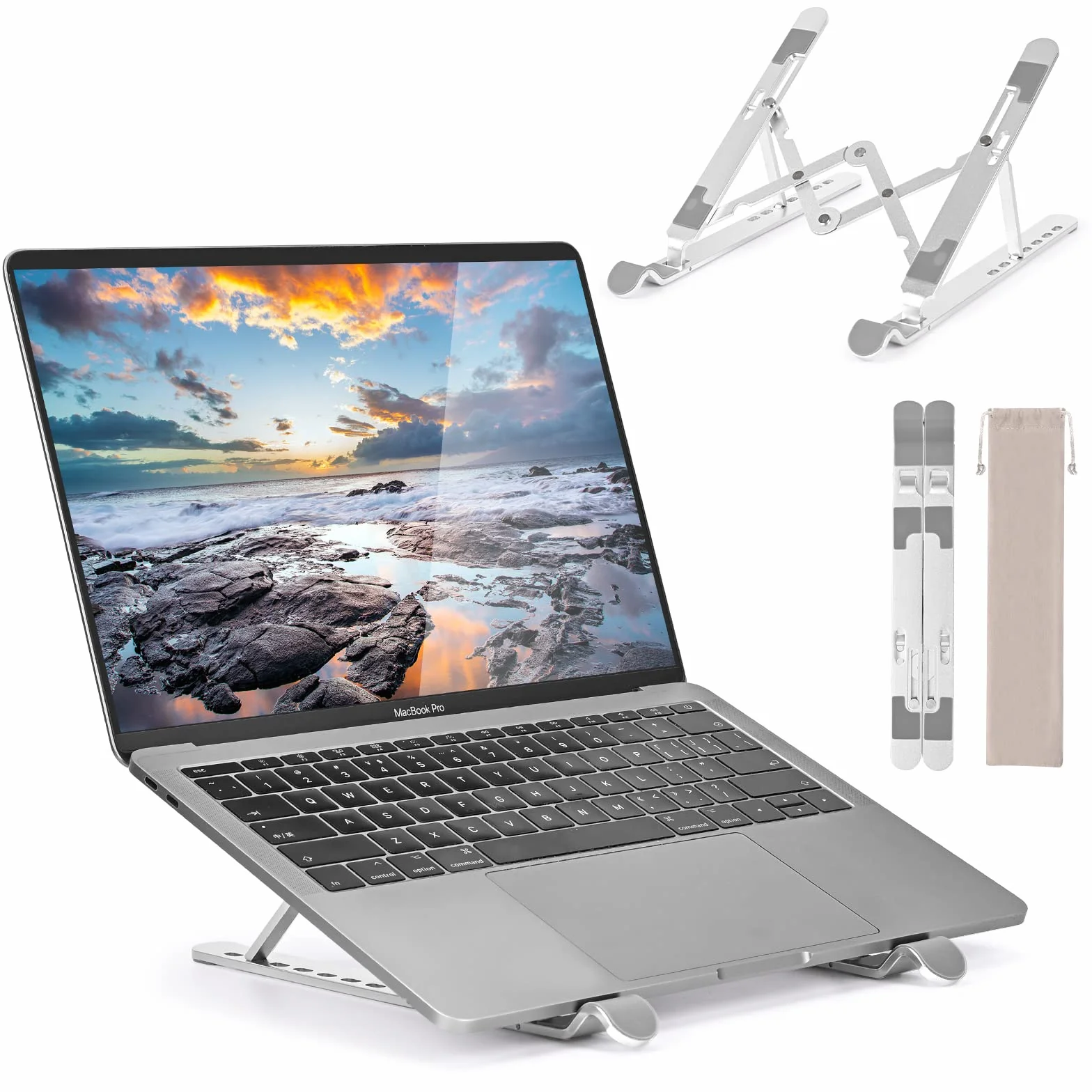 Hoppac Supporto PC Portatile, Regolabile 7 Livelli Supporto Per Laptop, Alluminio Pieghevole Ventilato PC Stand，Supporto Notebook Alluminio Compatibile Con Macbook Air/Pro/ASUS/Lenovo/Acer/HP 10-17”