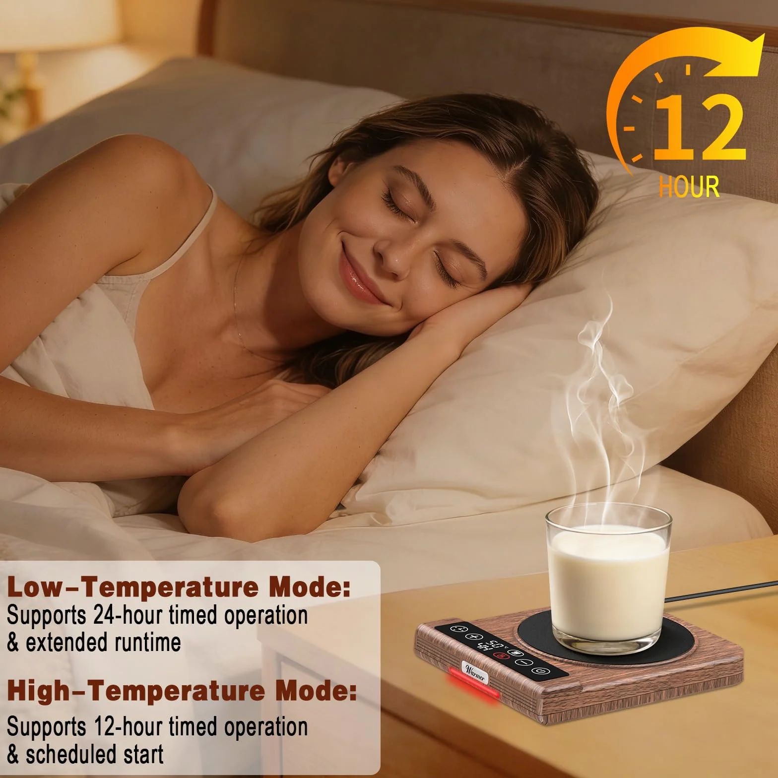 Scalda Tazza 2 modalità, Scalda Tazza da Scrivania, 21 °C-80 °C, Scaldatazza con Timer 1-12 ore/1-24 Ore, Spegnimento Automatico di 4 Ore, Scaldatazze per Ufficio, Casa, Fermentazione