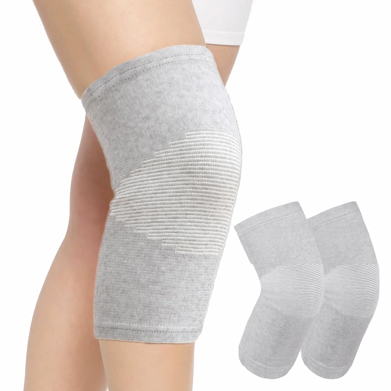 Ginocchiera Ortopedica Elastica 2 Pezzi Tutore Fascia Ginocchio Sport Traspirante per Uomo Donne Artrosi Artrite Corsa Dolore