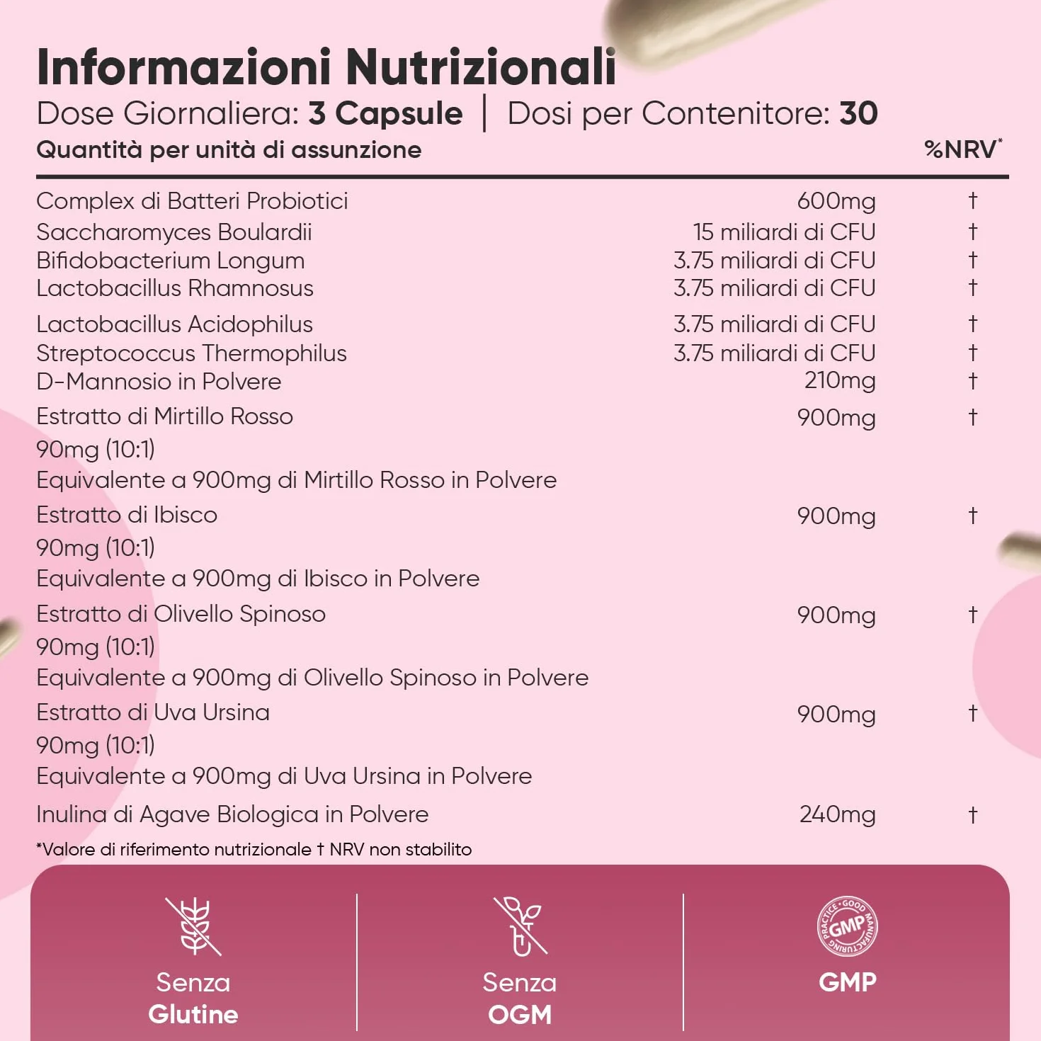 Probiotici Donna 30 Miliardi CFU, Lactobacillus Rhamnosus, Acidophilus, Inulina, 90 Capsule a Lento Rilascio