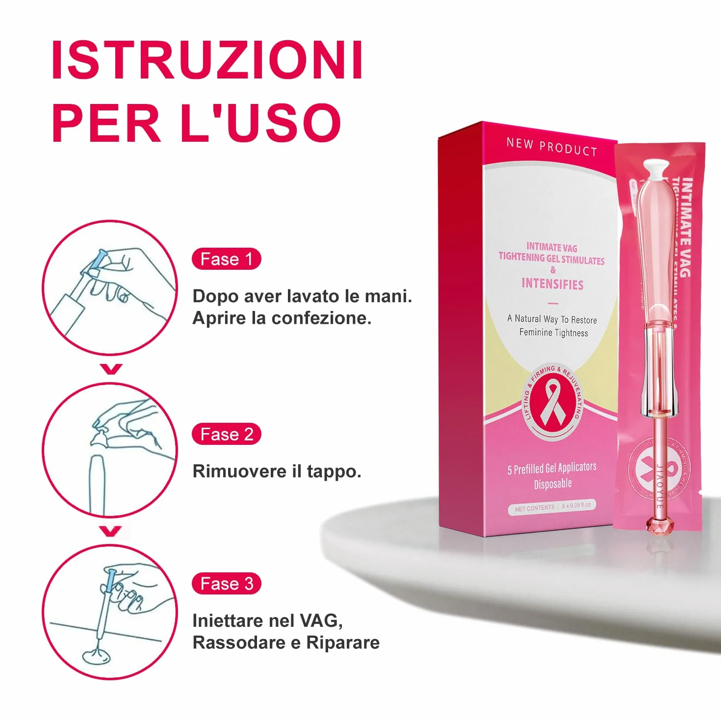 Gel vaginale astringente trattamento intimo femminile idratante nutriente rassodante 5 pz