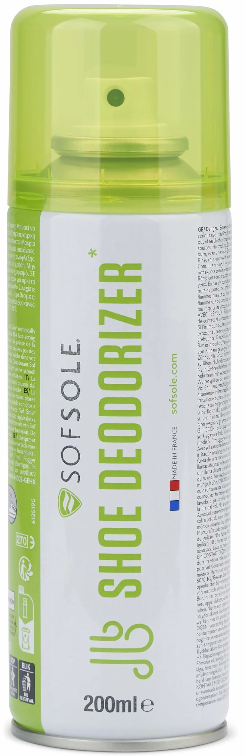 Sof Sole Deodorante Per Scarpe Schiuma 200ml Bianco/Verde