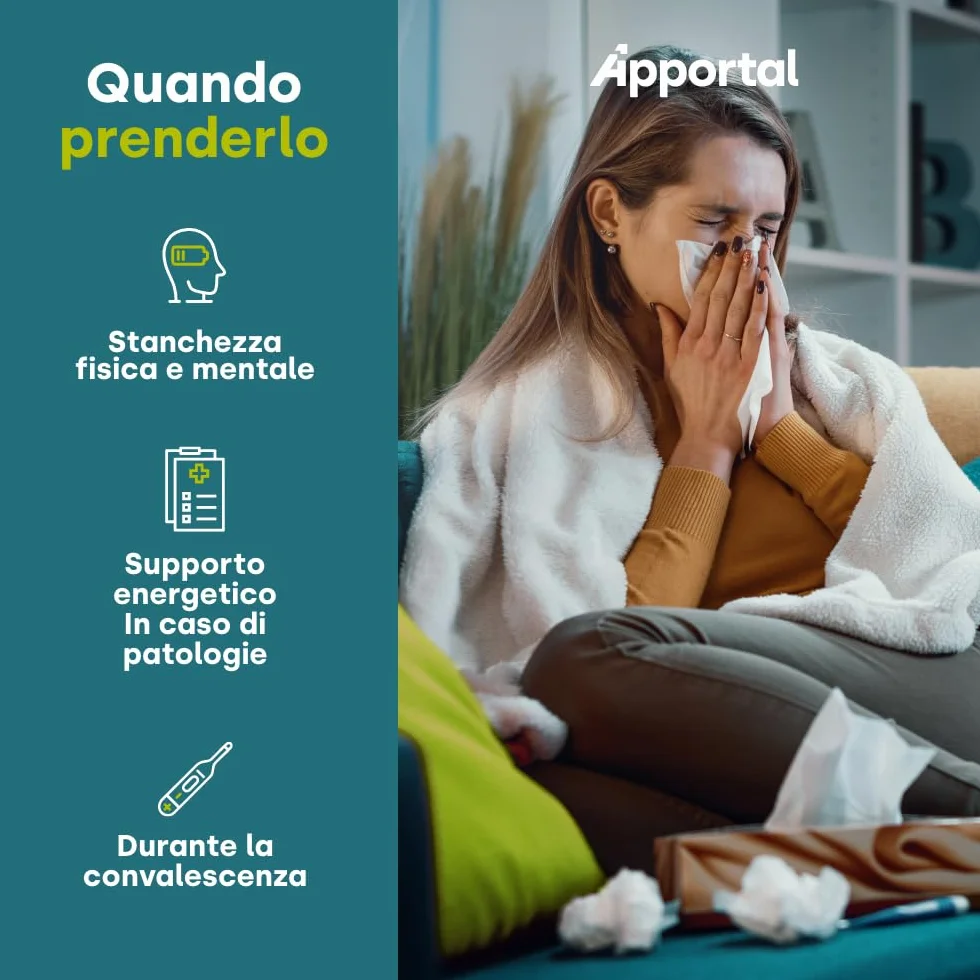 Apportal® Integratore Alimentare Tonico Energizzante 4 in 1 Ferro e Magnesio Sucrosomiale® Vitamina C 19 Nutrienti 14+14 Bustine Recupero Fisico Mentale
