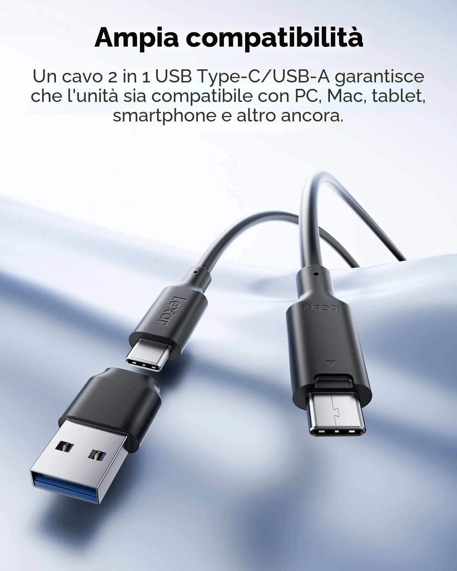 Lexar ES3 SSD esterno 1TB, USB3.2 Gen2 portatile SSD, PSSD fino a 1050MB/s in lettura, 1000MB/s in scrittura, SSD esterno compatibile con iPhone serie 15/Mac/PS5/XBOX (blu)