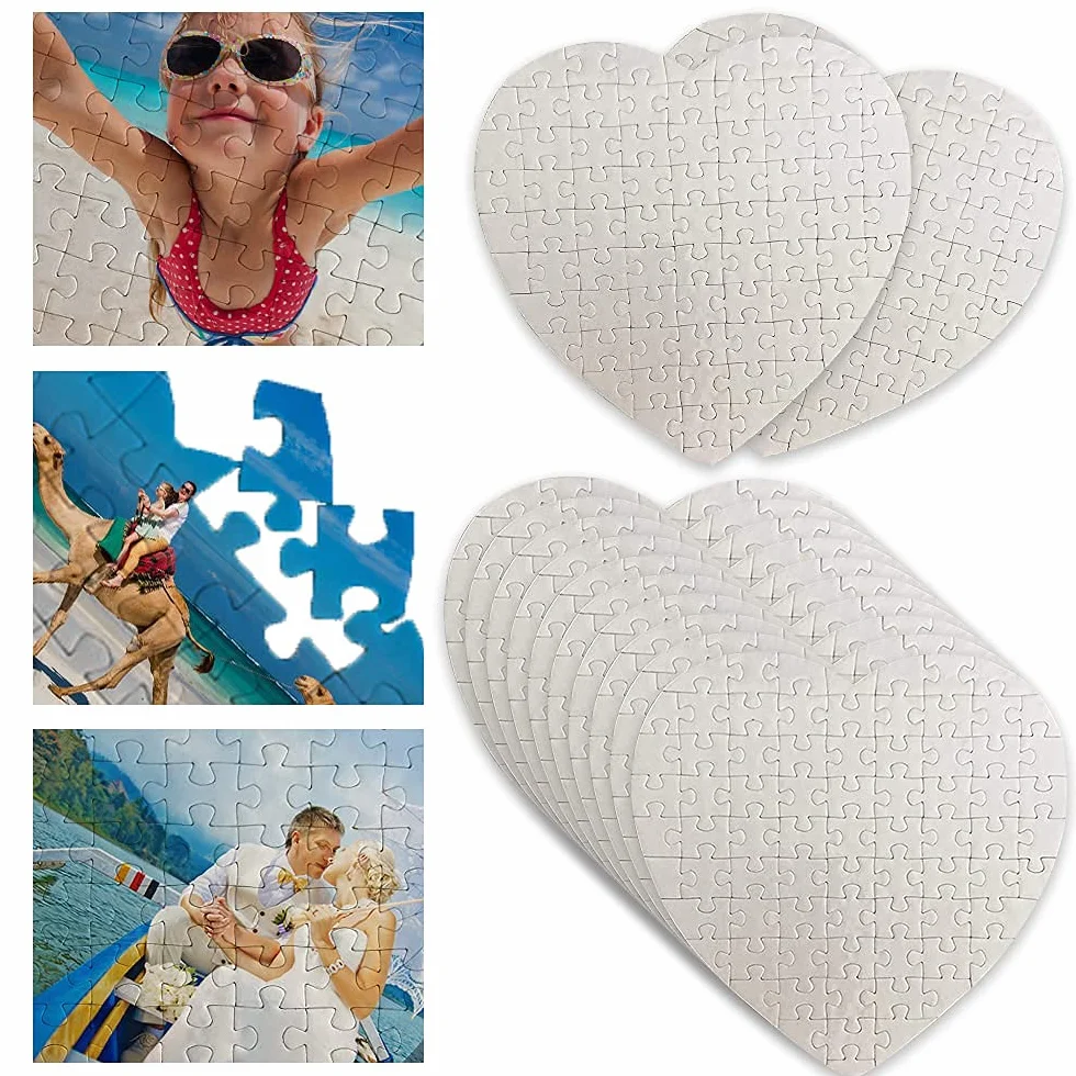 MR.R Sublimazione Blanks Heart Puzzle, Puzzle bianco vuoto per sublimazione trasferimento di calore, 12 set per confezione