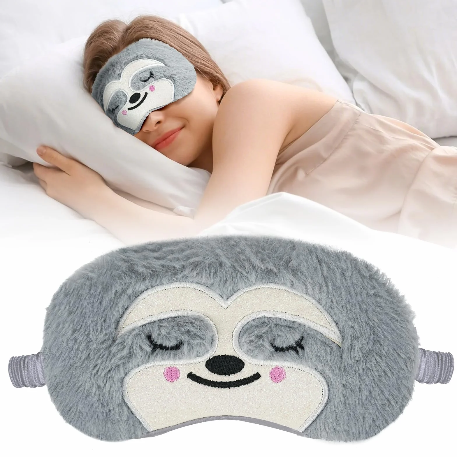 ACWOO Mascherina Occhi 3D per Dormire, Simpatici Animali di Peluche, Morbida Traspirante per Bambini Donne Uomini