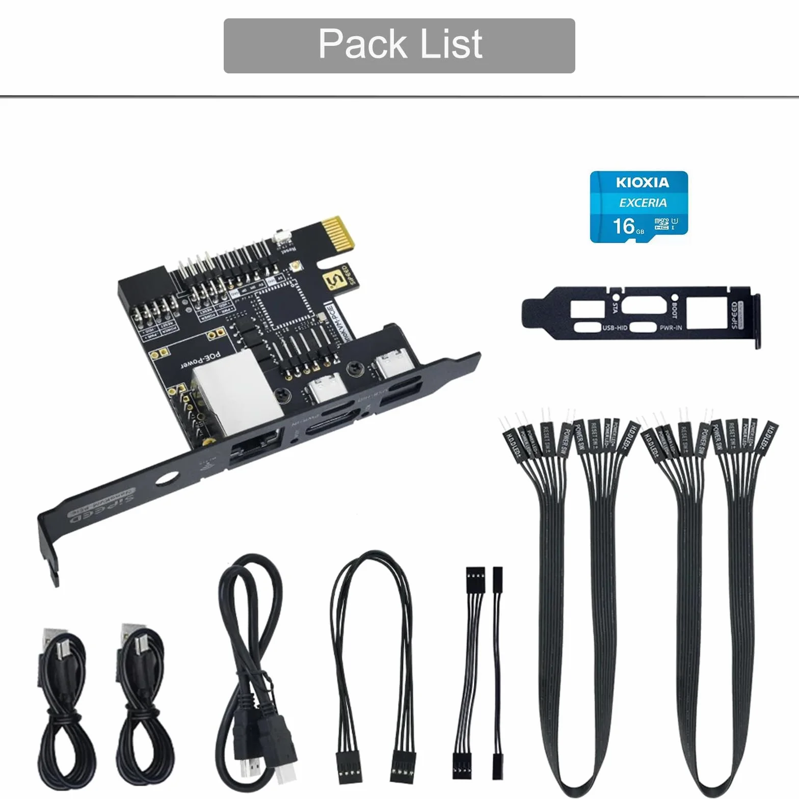 Sipeed NanoKVM Mini Remote Control Server, 1TOPS NPU 1GHz C906 RISC-V Linux Single Board Computer (PCIE, PoE, 16 GB Kit)