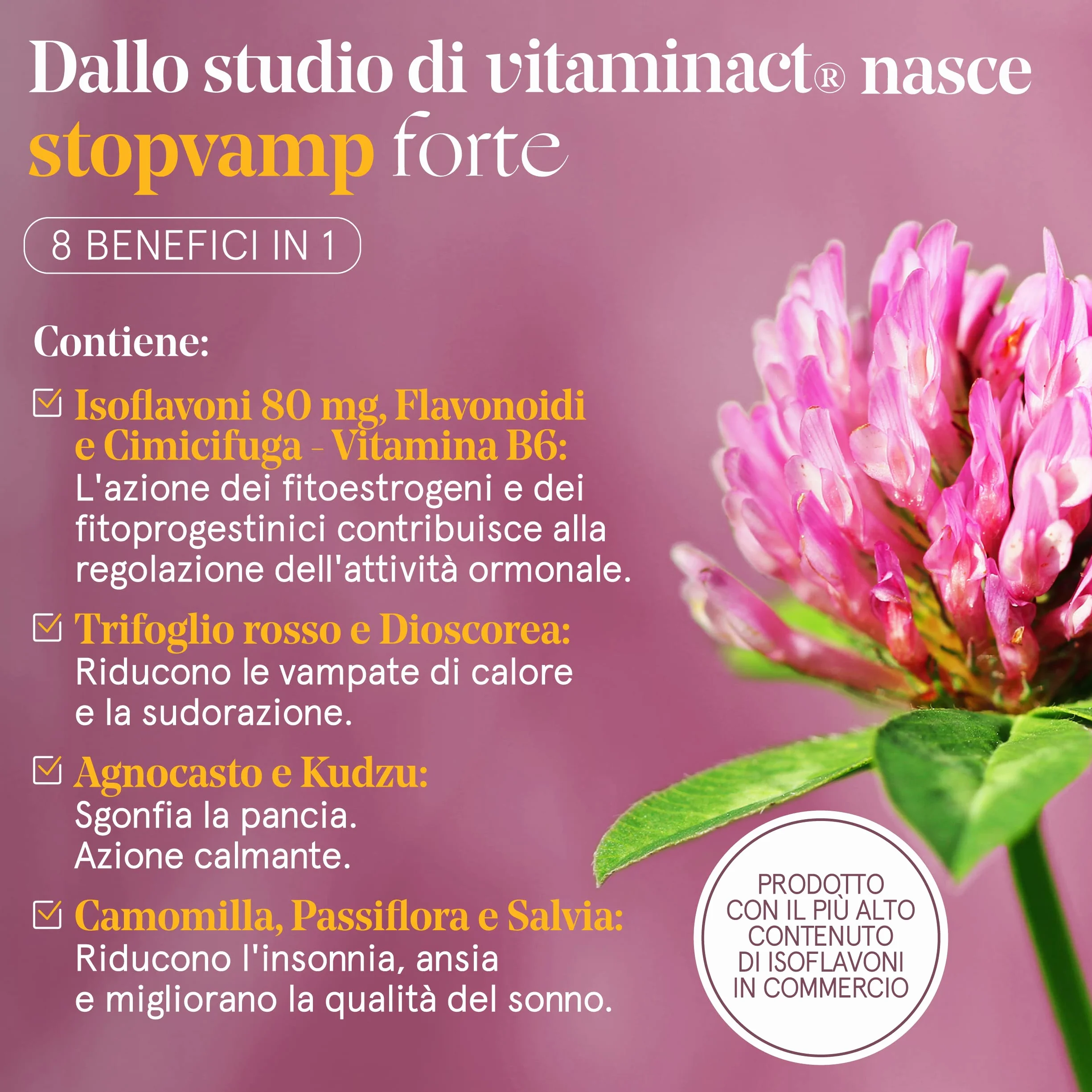 Stopvamp Menopausa Integratore 8 in 1 Isoflavoni 80mg Kudzu Naturale