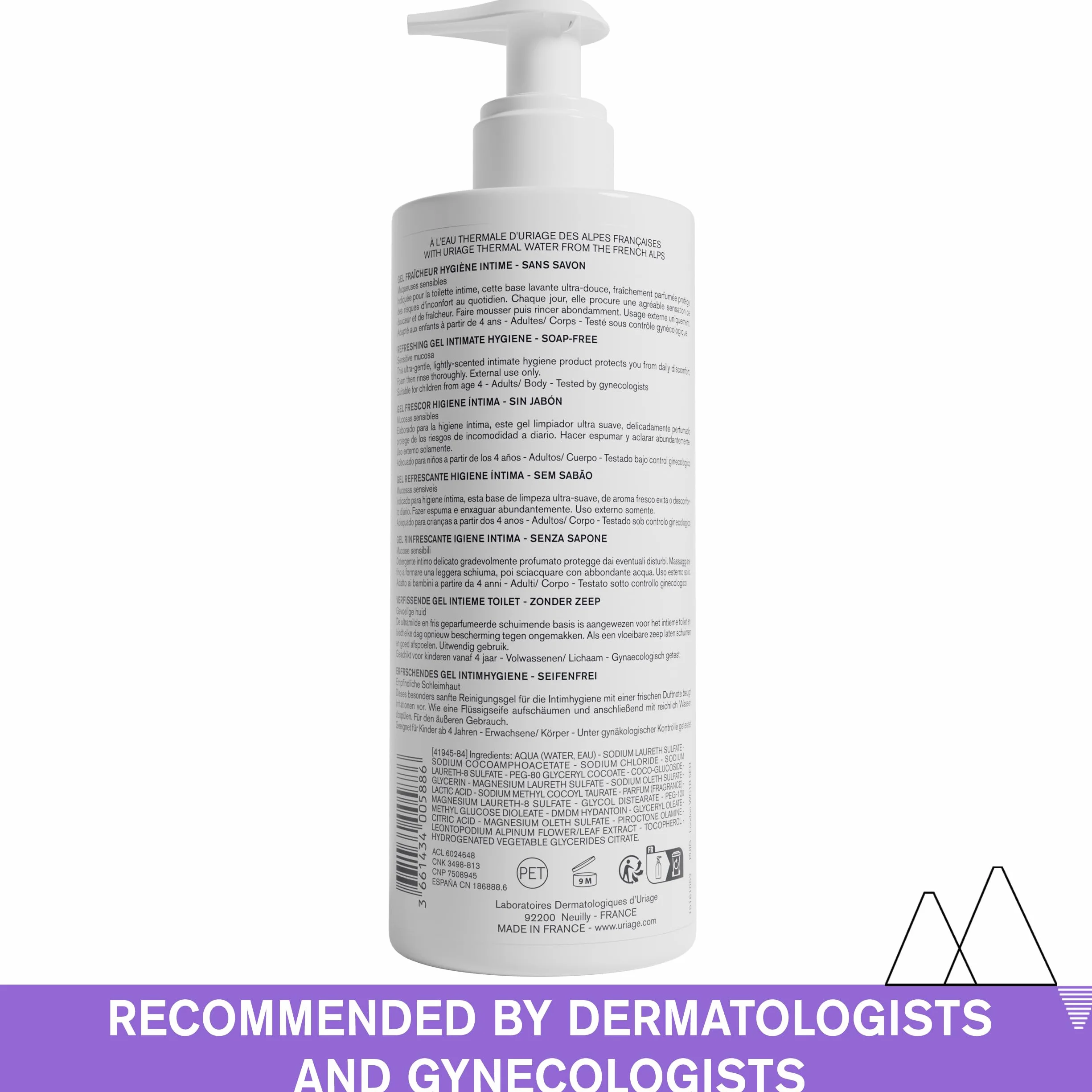 URIAGE GYN-PHY Gel detergente intimo rinfrescante Igiene quotidiana zone intime