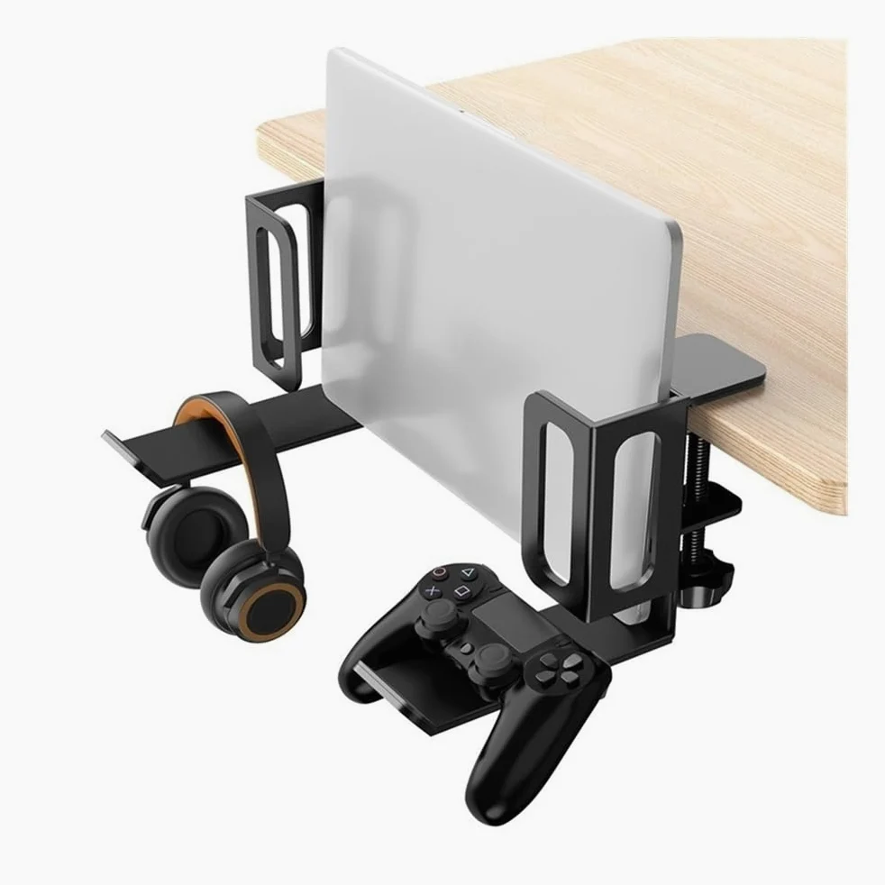 Supporto per Laptop Organizer for Laptop da scrivania, Supporto for Laptop sotto la scrivania con Supporto for Cuffie Rialzo per Laptop(Nero)