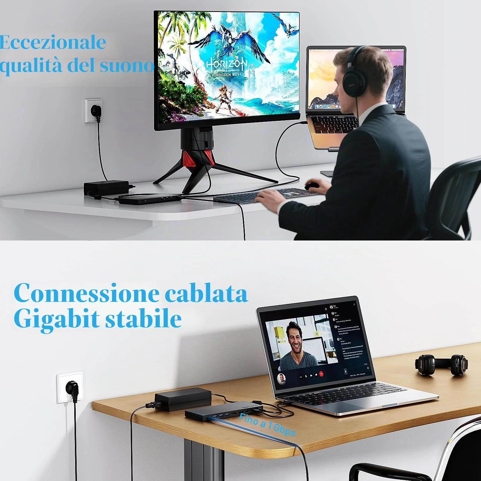 Docking station USB-C WAVLINK 12-IN-1, alimentazione 100 W, 2DP+HDMI, 4 USB-A, 2 USBC Gigabit Ethernet 10 Gps, dock per laptop con triplo display