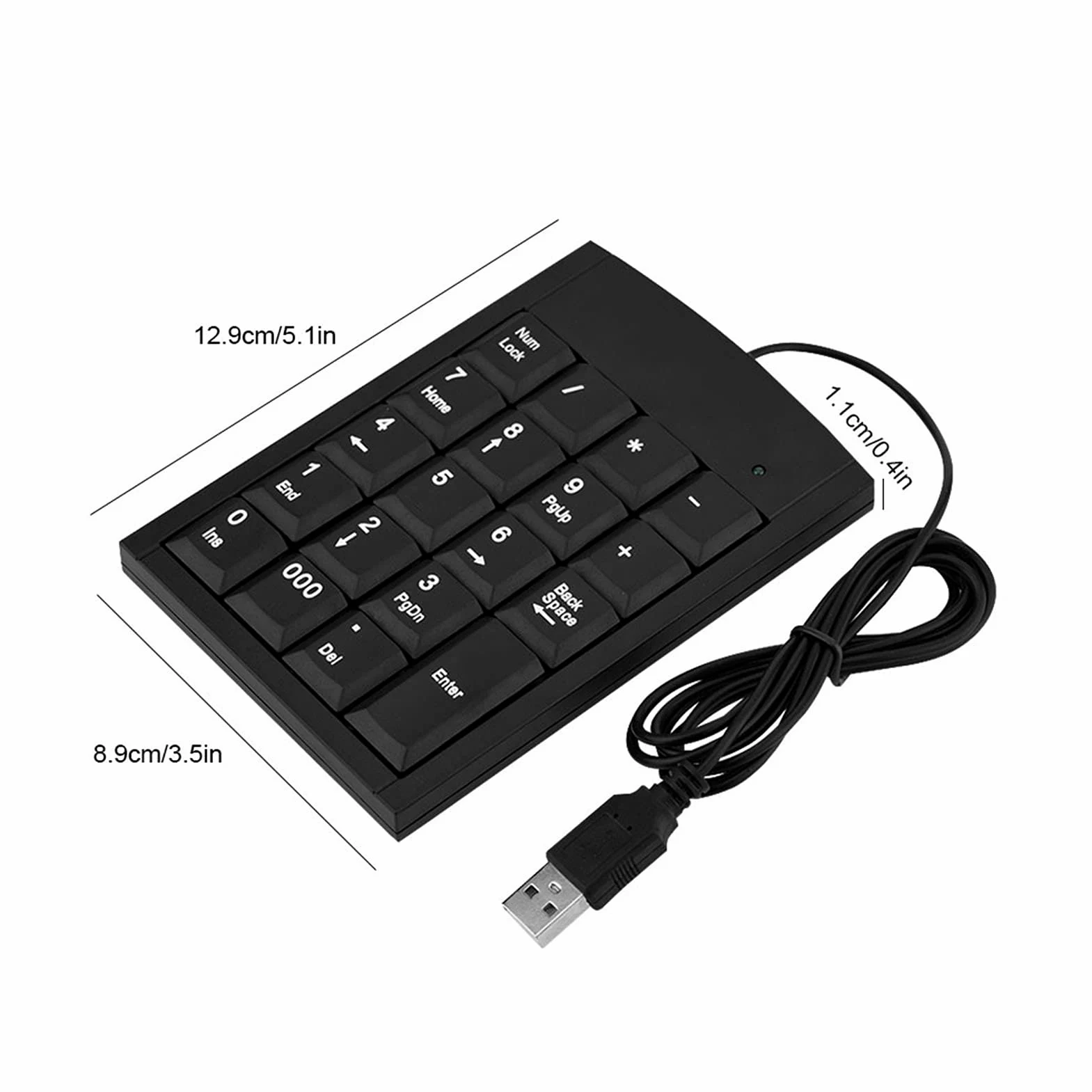 Ejoyous Tastiera numerica, ultra sottile, tastiera numerica meccanica, tastierino numerico USB, 19 tasti, piccola tastiera portatile con cavo da 1,5 m, per laptop, desktop, computer