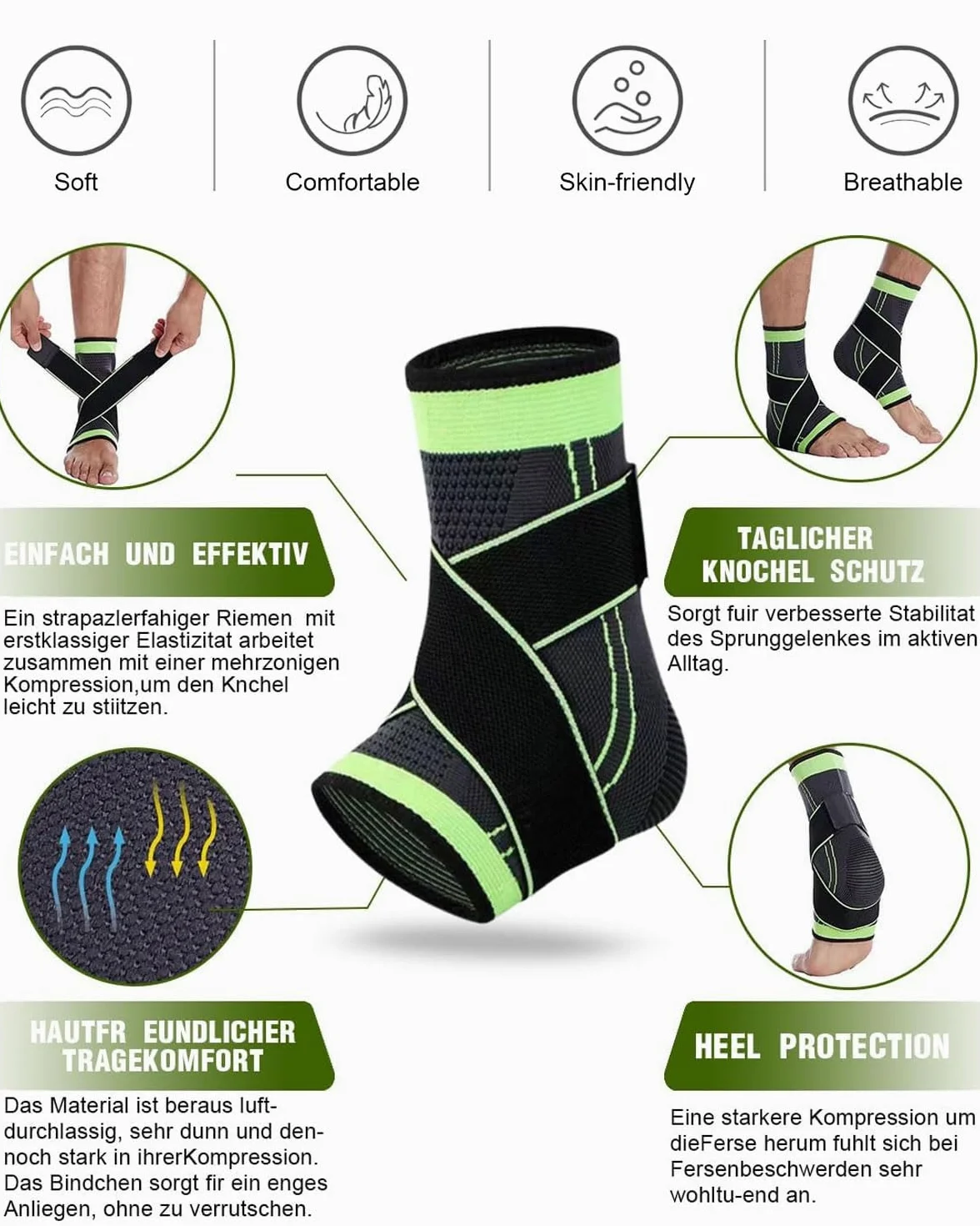 Tutore Caviglia Regolabile Traspirante per Supporto e Compressione, Cavigliera Ortopedica Unisex