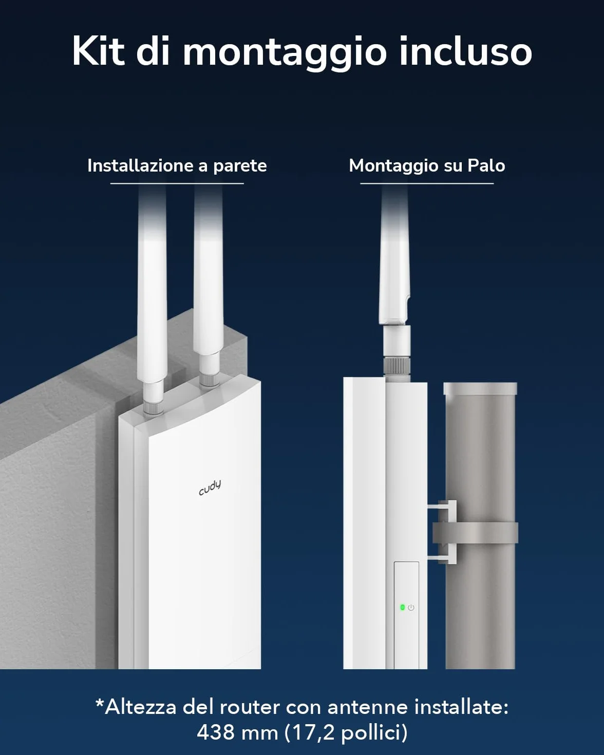 Cudy Punto di Accesso WiFi 6 ad Alta Potenza AX3000 Esterno, IP65 Resistente alle intemperie, Fem Esterne ad Alta Potenza, Porte Gigabit RJ45, Supporto Poe passivo 802.3at o 48~57V, Protezione Contro