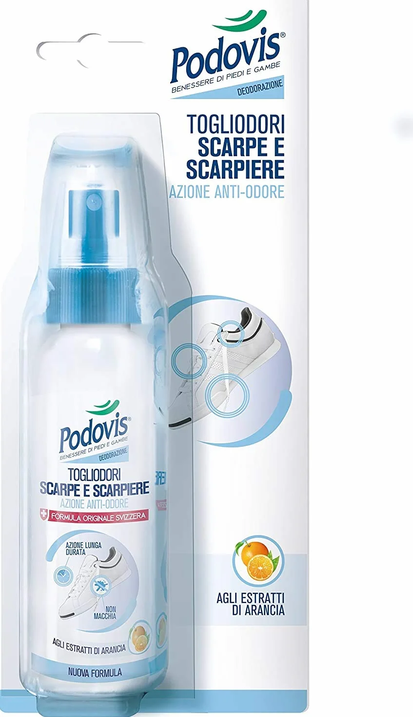 Spray Togliodori Scarpe e Scarpiere 100 ml Elimina Cattivi Odori Non Macchia Tessuti Estratti Naturali
