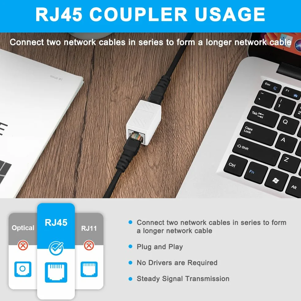 AXFEE 3 Pezzi Accoppiatore di Rete RJ45, Connettori Ethernet, Accoppiatore in Linea Schermato, Connettore Prolunga Cavo Ethernet Cat7/Cat6a/Cat6/Cat5e/Cat5 Cavo LAN-Femmina a Femmina