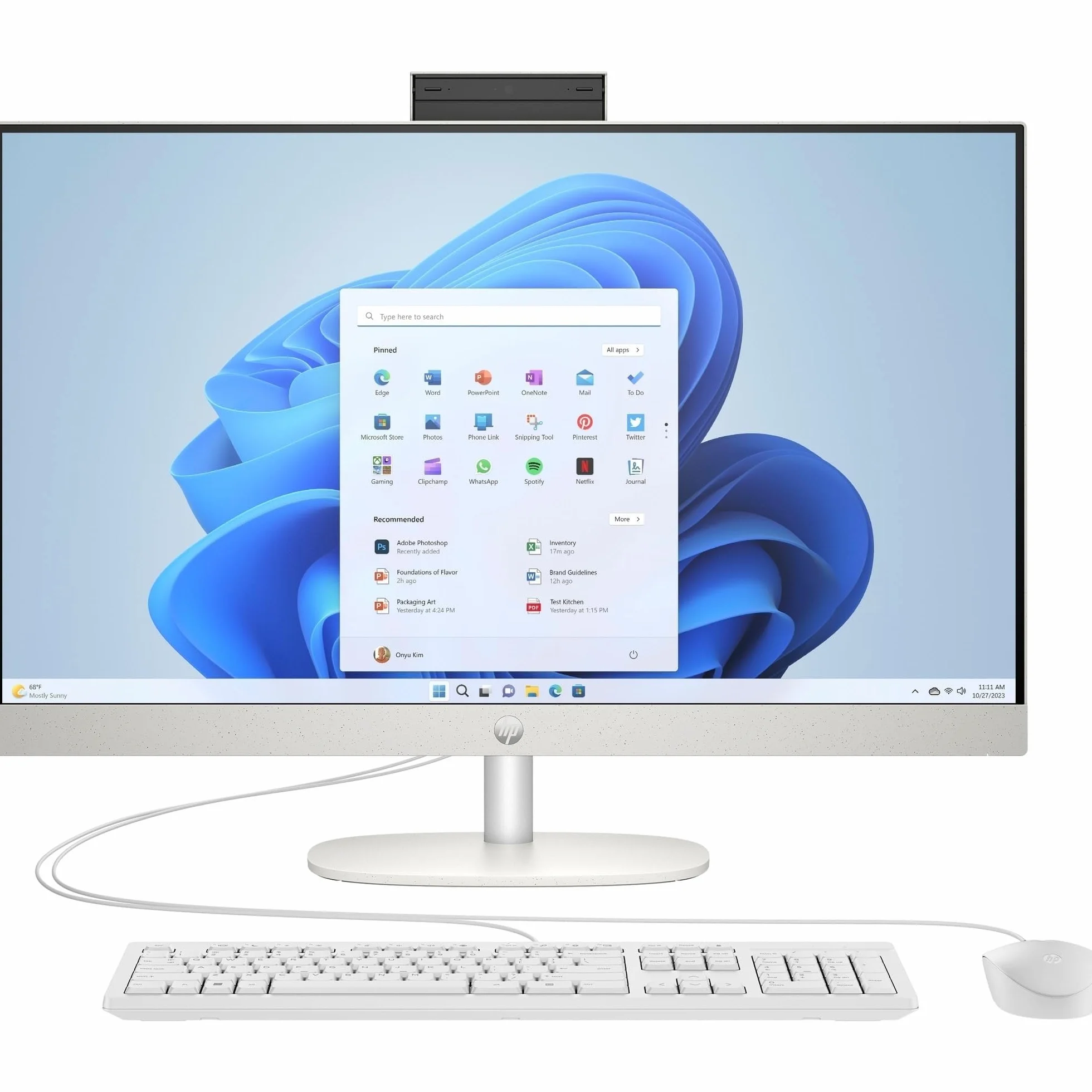 HP All-in-One Desktop 27-cr0007sl AMD RYZEN 7 7730U 16GB RAM 512GB SSD 27" FHD IPS Windows 11 Bianco