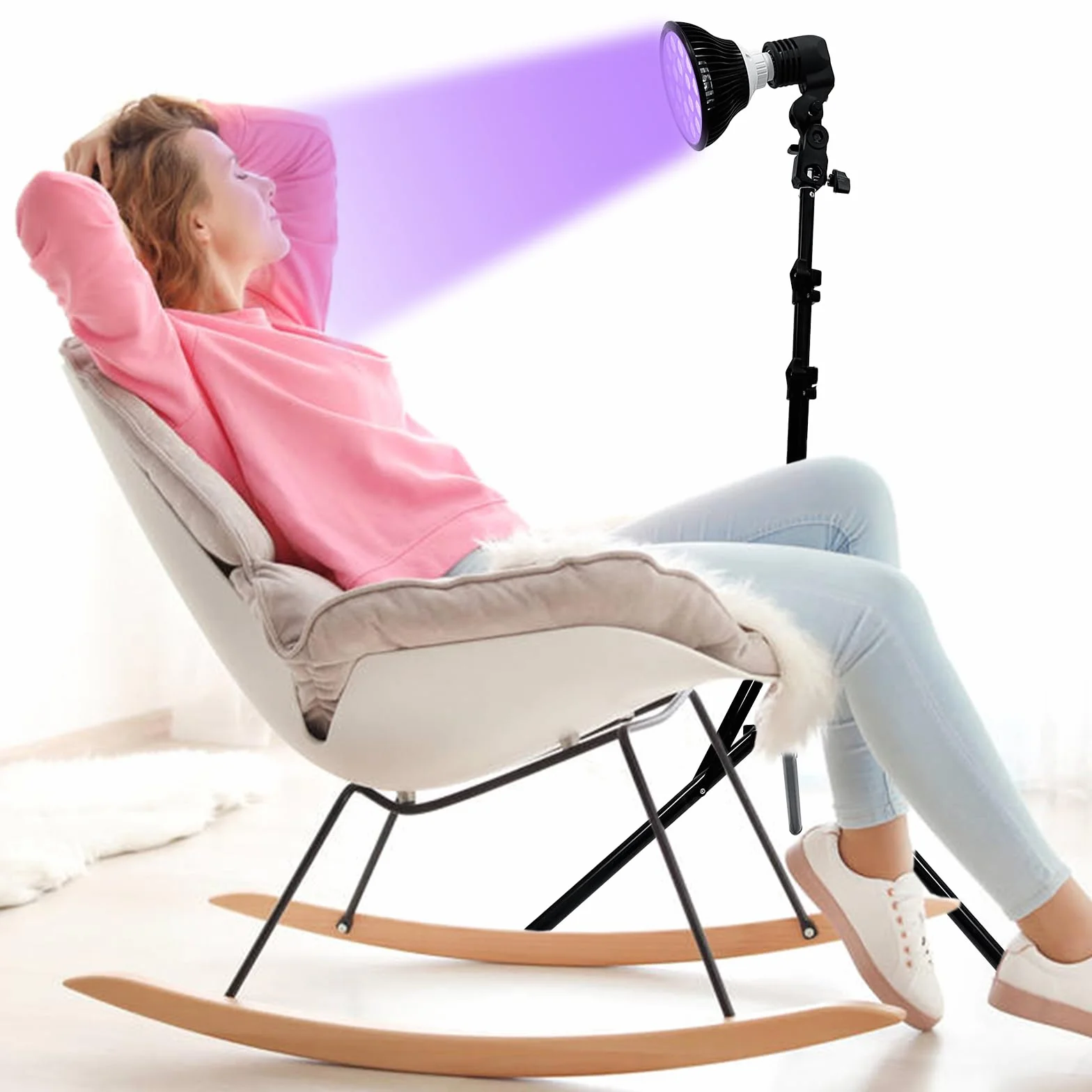 Tanning Lamp Luce Abbronzante Solare Portatile per Viso e Corpo con Supporto Regolabile e Gancio