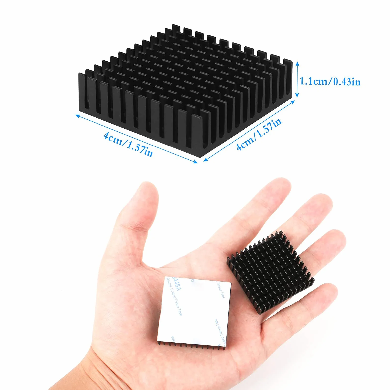 8 Pezzi Dissipatore di Calore in Alluminio 40mm x 40mm x 11mm Radiatore con alette di raffreddamento in alluminio dissipatore di calore per PC CPU Chips Vram -con Adesivo, Nero