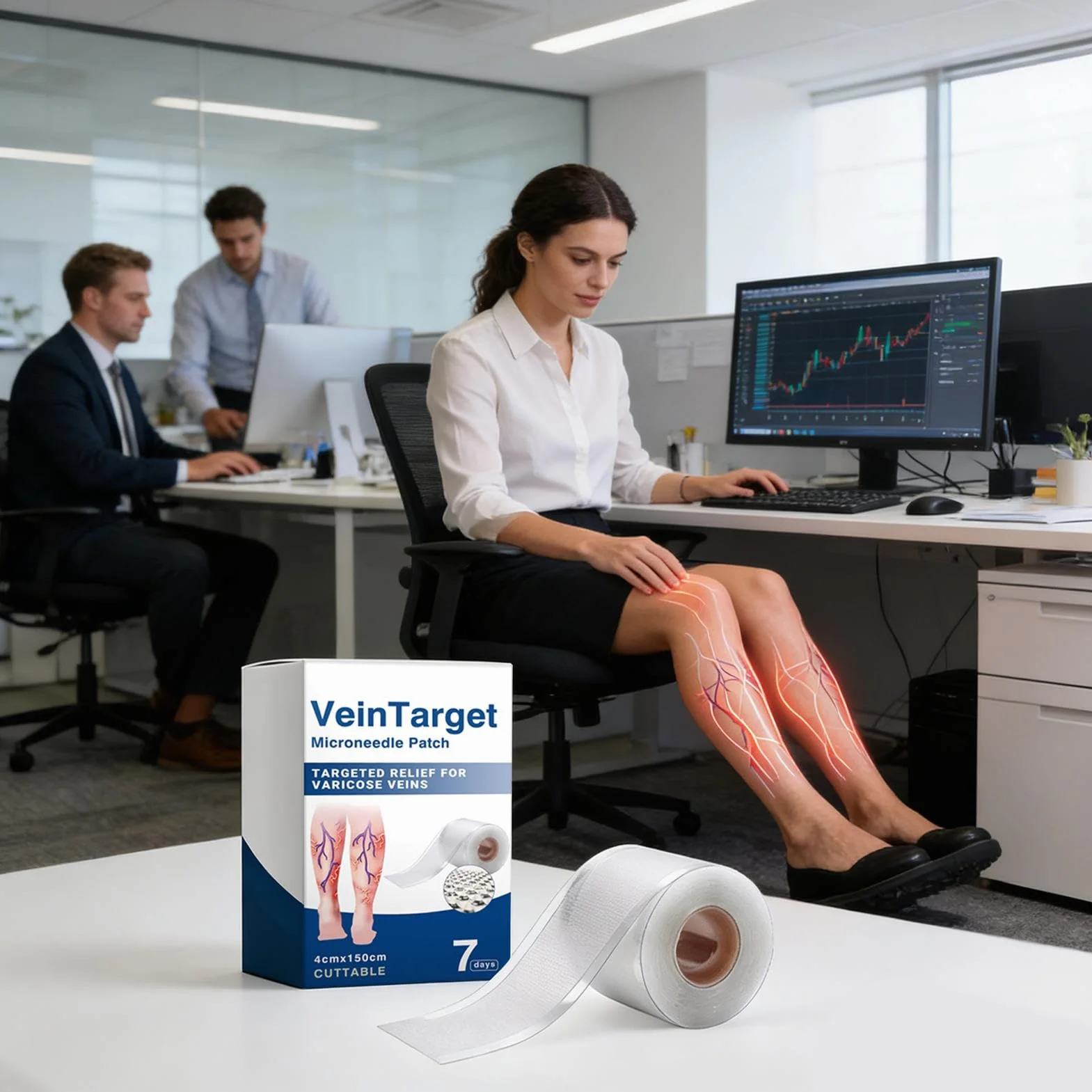 Cerotto con Microaghi per Vene Varicose, Trattamento Avanzato per Gambe, Traspirante Naturale