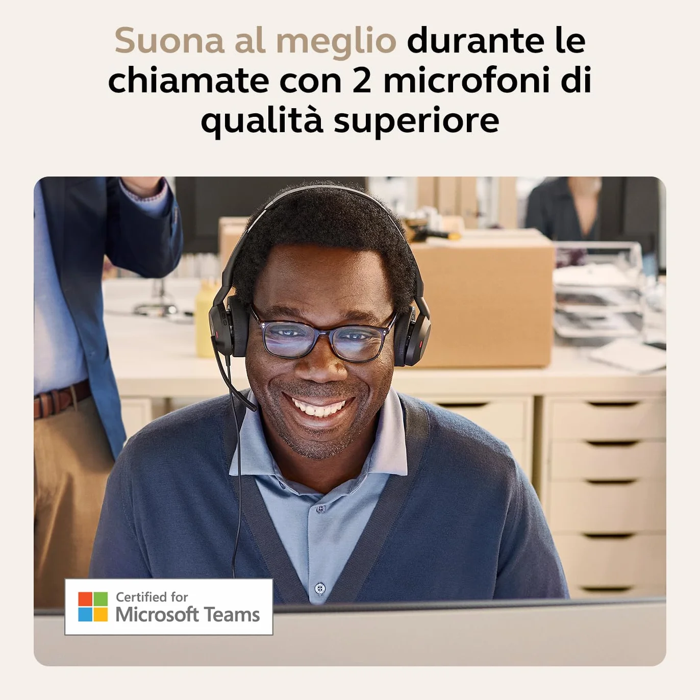 Jabra Evolve2 55 Cuffie Wireless Stereo, con USB-A Dongle, Nero | Tecnologia Jabra Air Comfort, Ottimizzato per Microsoft Teams