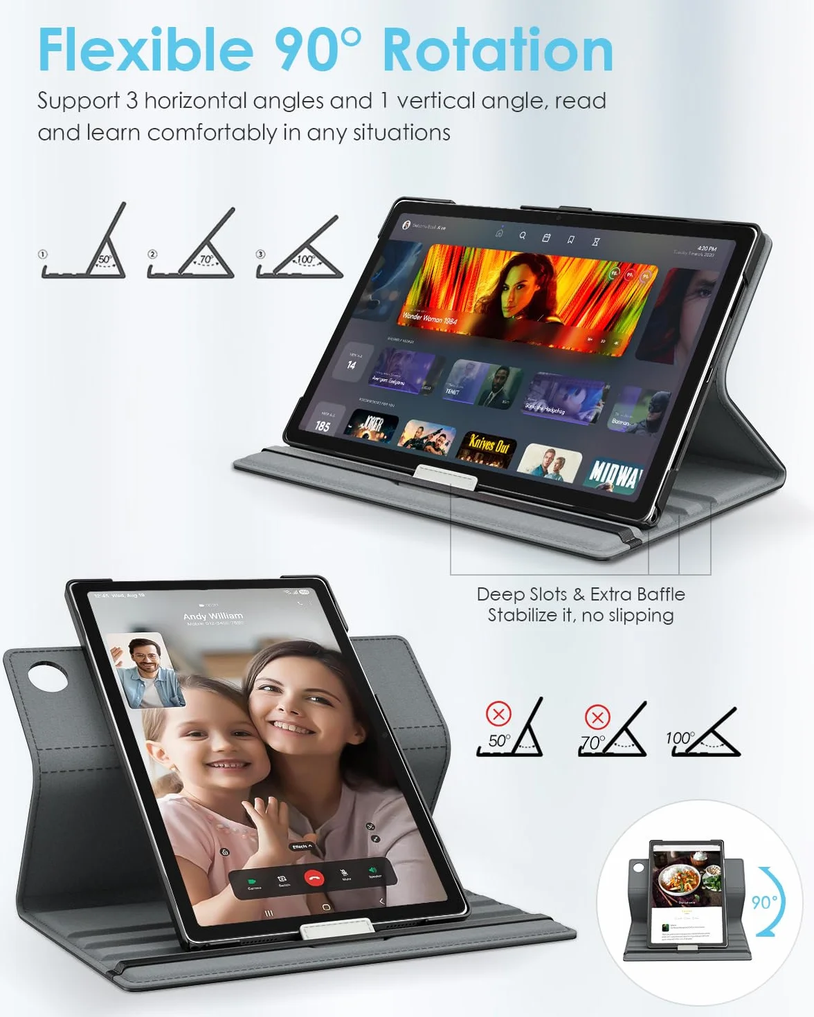 TiMOVO Cover Girevole per Samsung Galaxy Tab A11+/A11 Plus 11 Pollici 2025 SM-X230/X236/X238, Nero