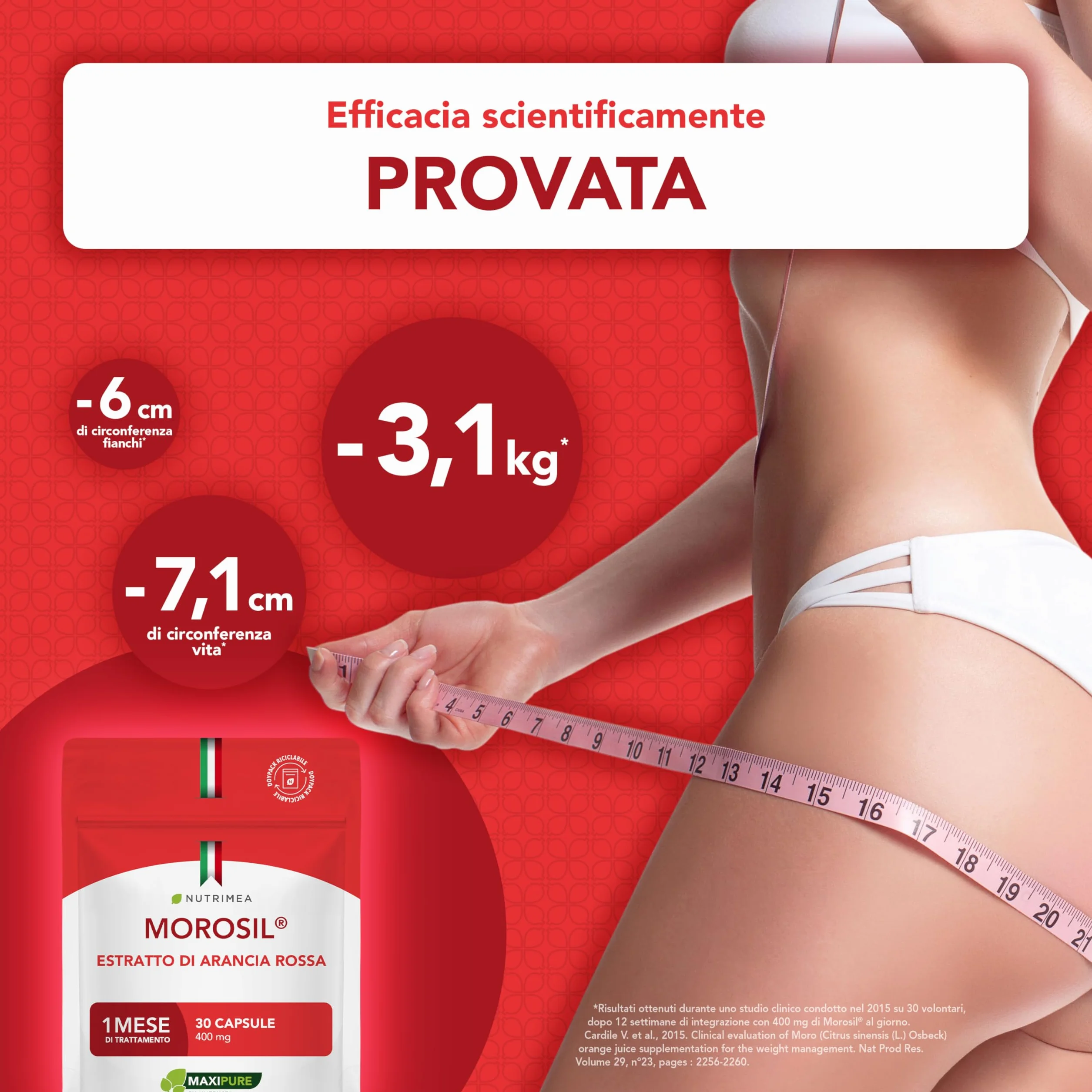 Morosil 400 mg Estratto Brevettato di Arancia Moro 30 Capsule Vegane Nutrimea