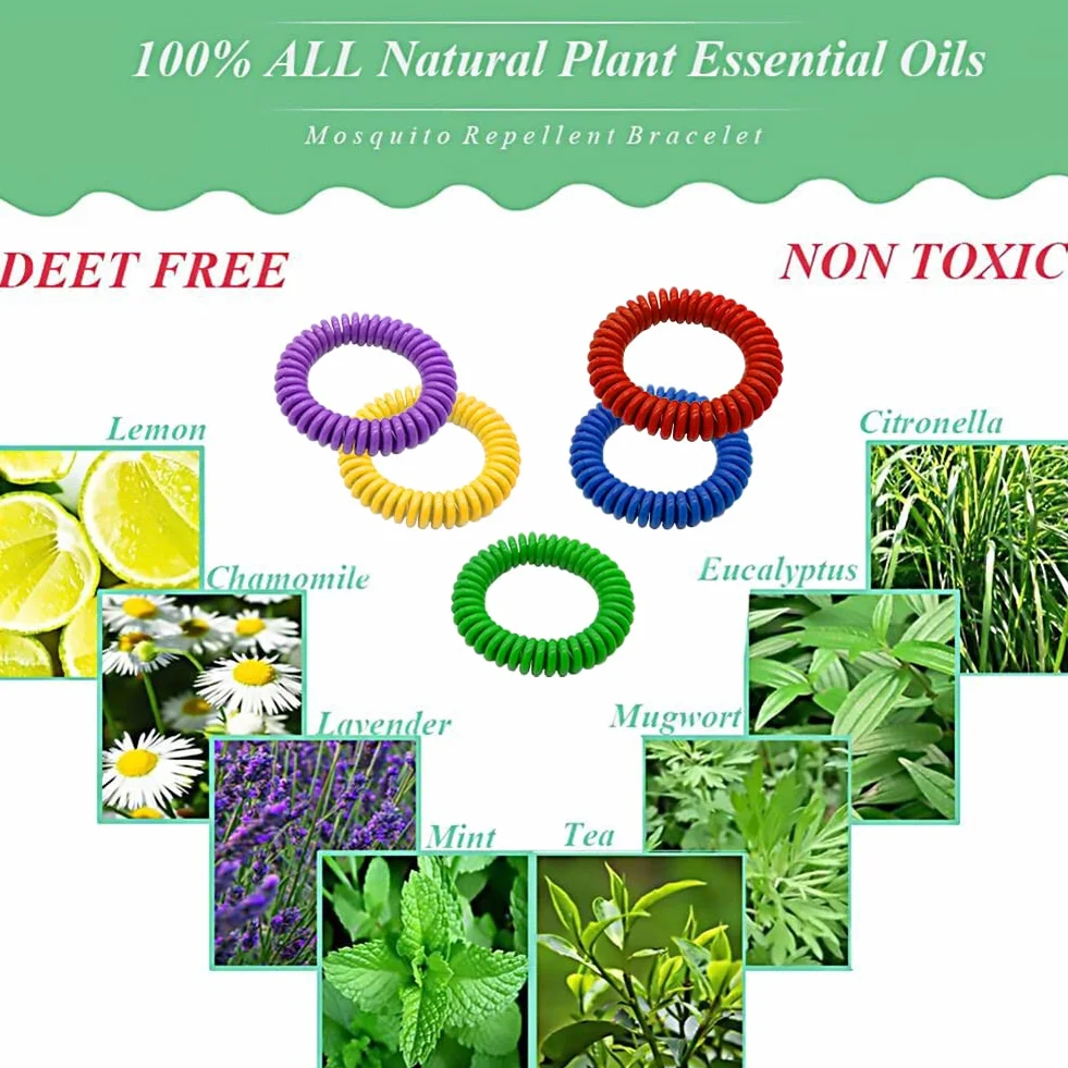 Braccialetti Antizanzare Repellenti Citronella, 10 Pezzi