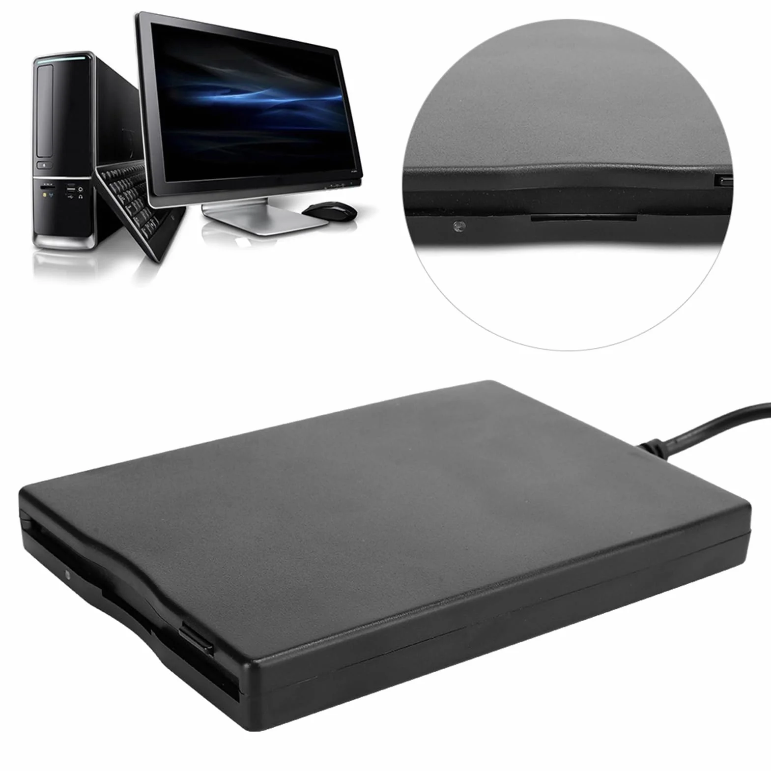 Dioche Unità Floppy Esterna USB da 3,5 Pollici, unità Floppy USB da 3,5 Pollici Lettore Floppy Disk Portatile da 720 KB per Floppy Disk MF2‑HD da 1,44 M3,5 Pollici