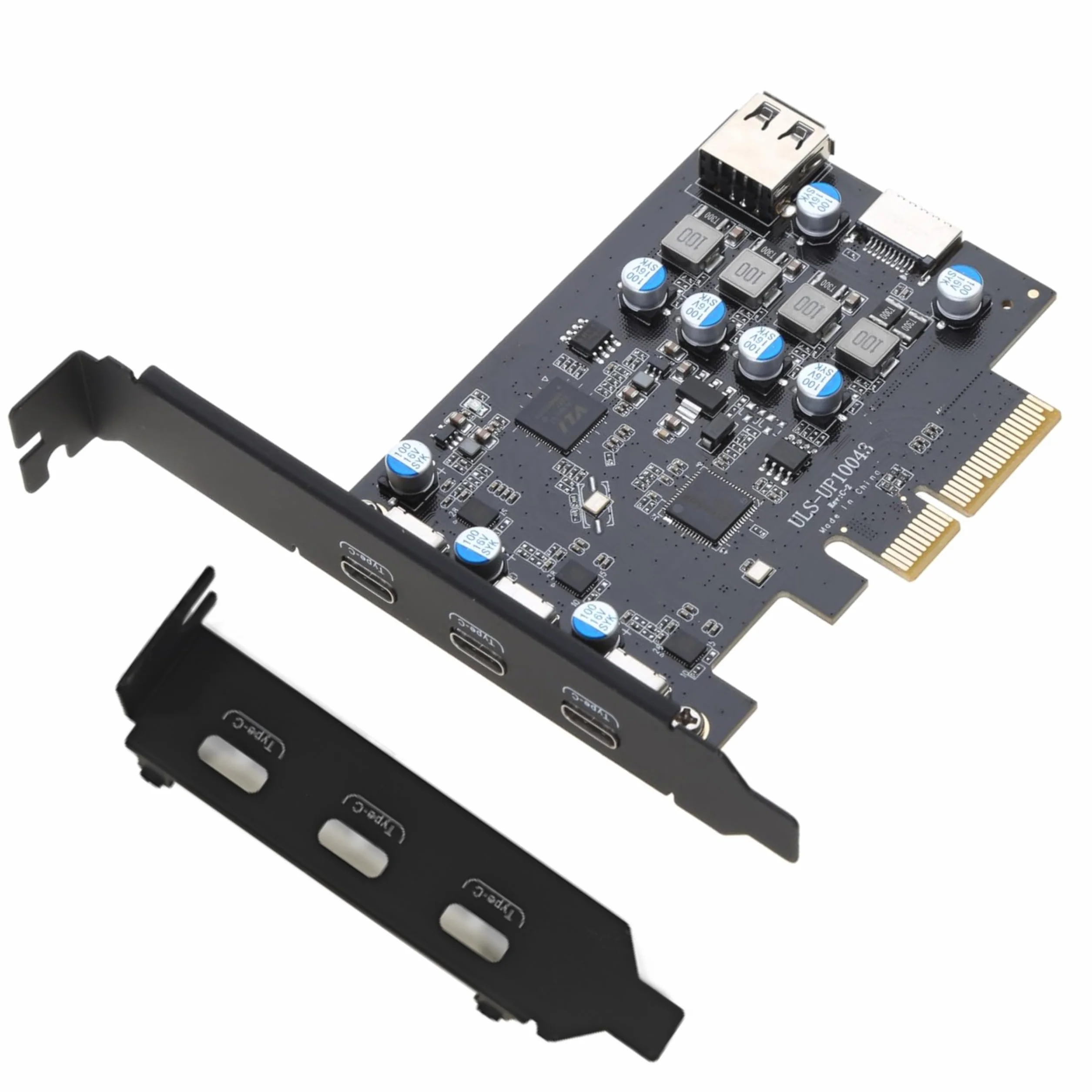 Scheda di espansione PCIe 5 porte, USB 3.2 gen2 10Gpbs Card con 3 porte Type C e 2 interne (1x USB 2.0, 1x Type E) Scheda PCI Express a USB per PC Desktop