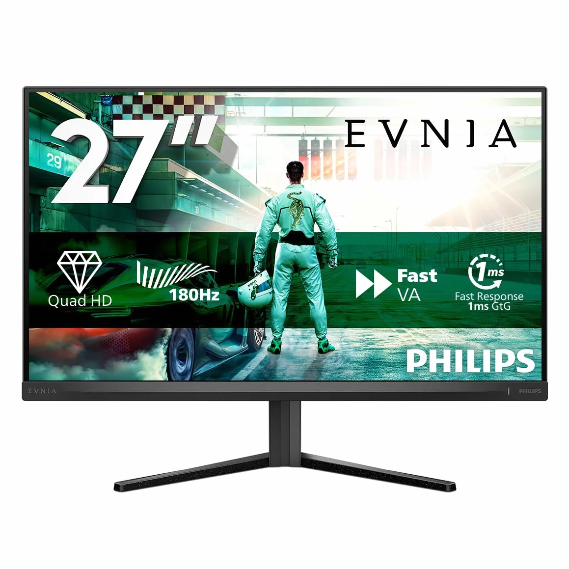 Philips Gaming Monitor 27M2N3500AM 27 pollici, , 2560x1440, WQHD, 180Hz, Fast VA Panel, 0.5ms MPRT, , (HDMI2x 2.0 DP 1x 1.4) Adaptive Sync, HDR10, FreeSync Premium, Grigio Scuro