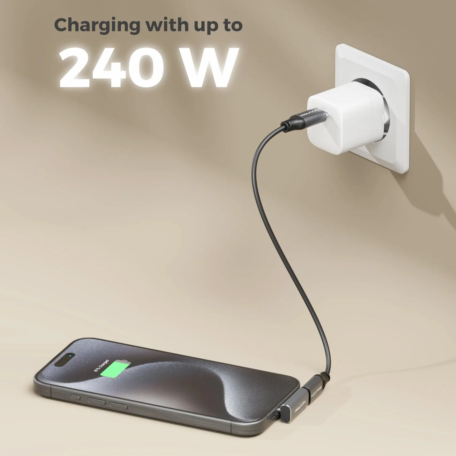 deleyCON Adattatore USB-C Angolo 90 Gradi (2 Pezzi) 40Gbps, 240W, 8K60Hz, Alloggiamento in Alluminio, Spina di Tipo C a Presa Compatibile con Smartphone Tablet Laptop Notebook PC Switch Eccetera.