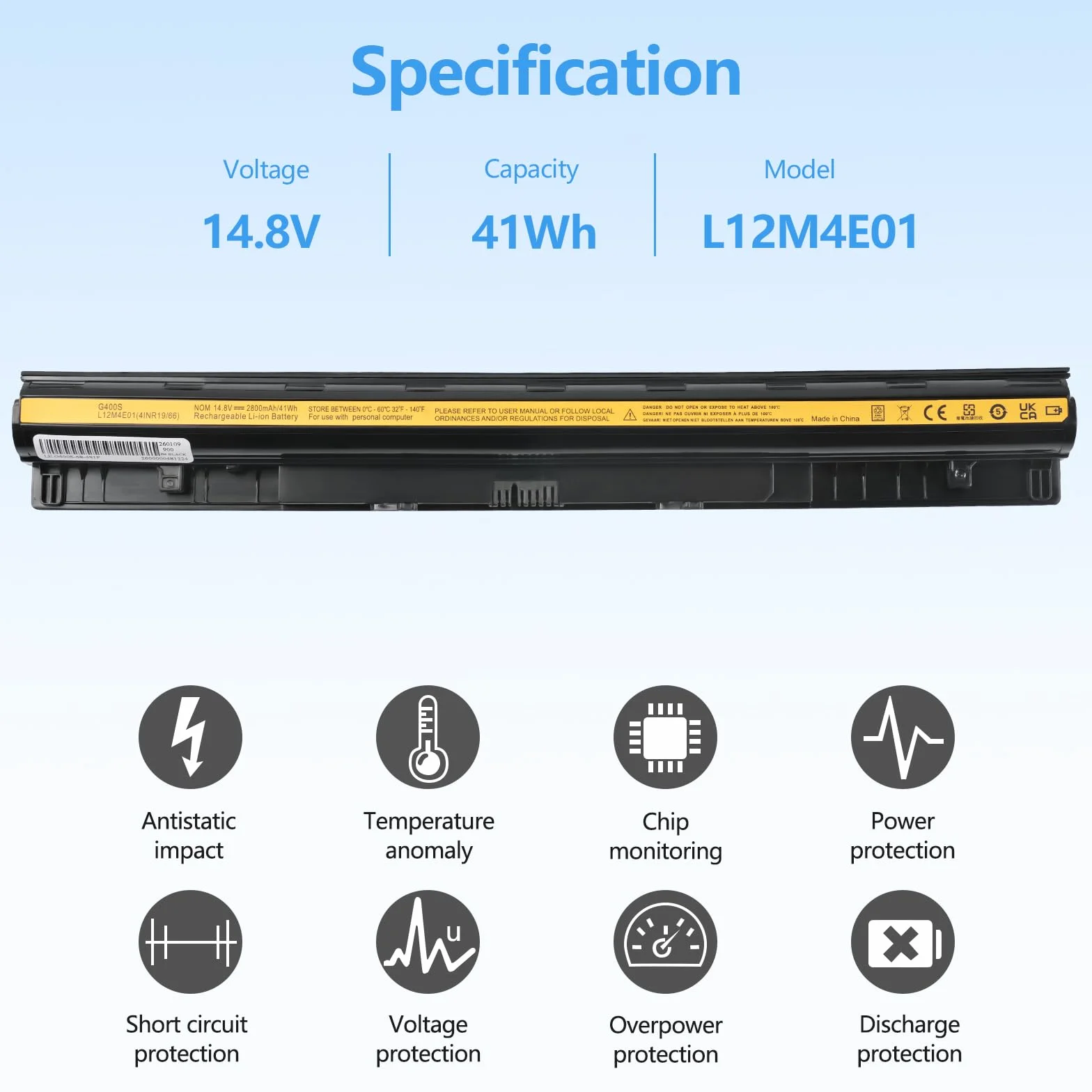 2800mAh L12S4E01 L12M4E01 Batteria per Lenovo G50 G50-45 Z50 Z70 Z50-70 Z70-80 G50-30 G50-70 G50-80 G505S G500S Z50-75 G400S L12M4A02 L12L4A02 L12S4A02 L12L4E01